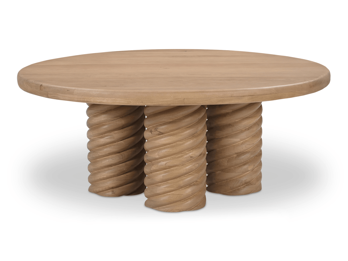 Treccia Oak Round Coffee Table Oak by Moe's Home at Eve Furniture