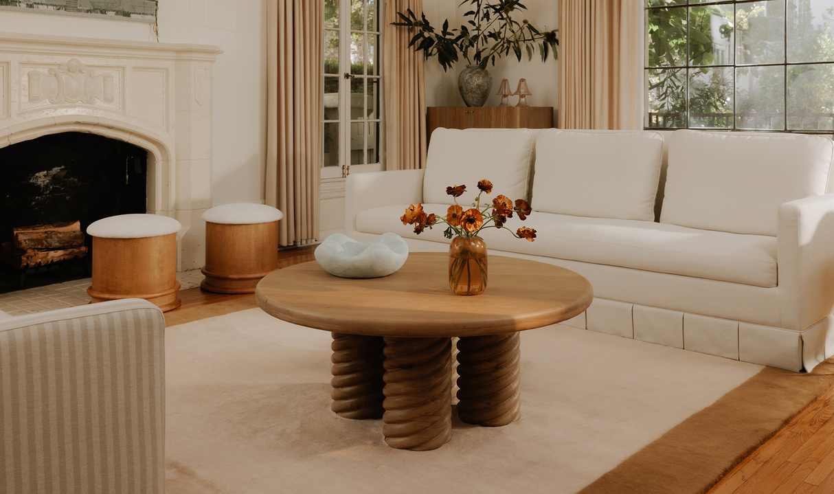 Treccia Oak Round Coffee Table Oak by Moe's Home at Eve Furniture