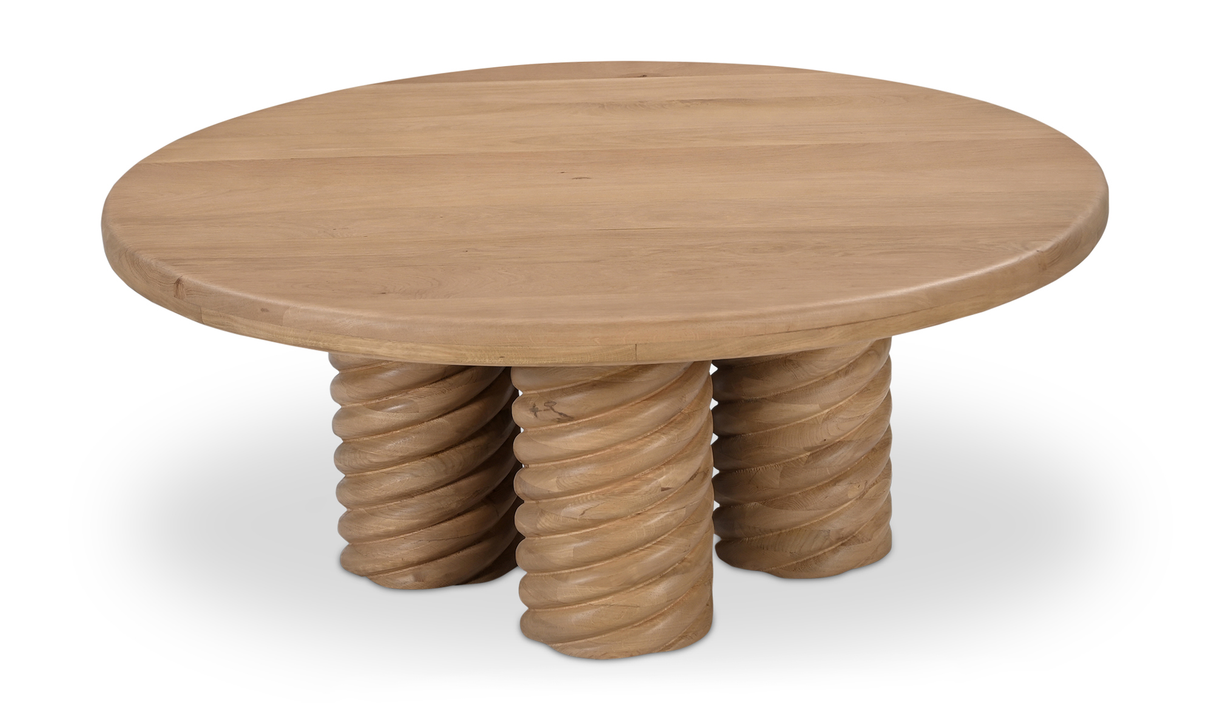 Treccia Oak Round Coffee Table Oak by Moe's Home at Eve Furniture