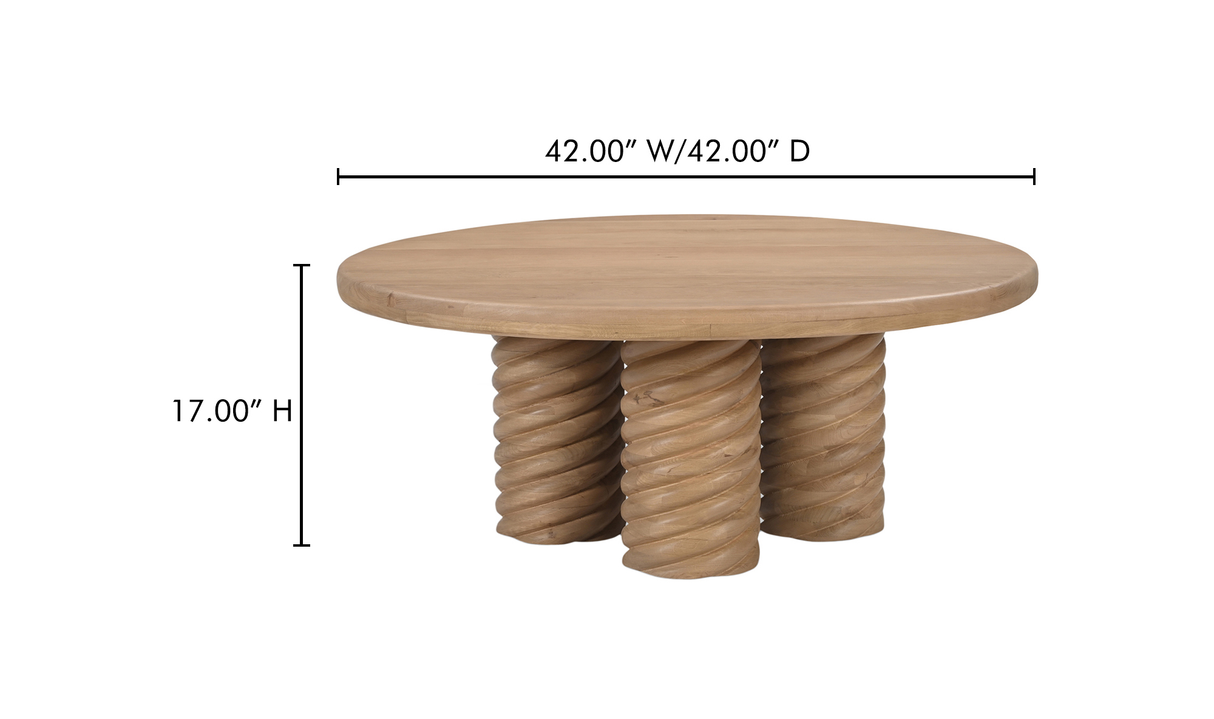 Treccia Oak Round Coffee Table Oak by Moe's Home at Eve Furniture