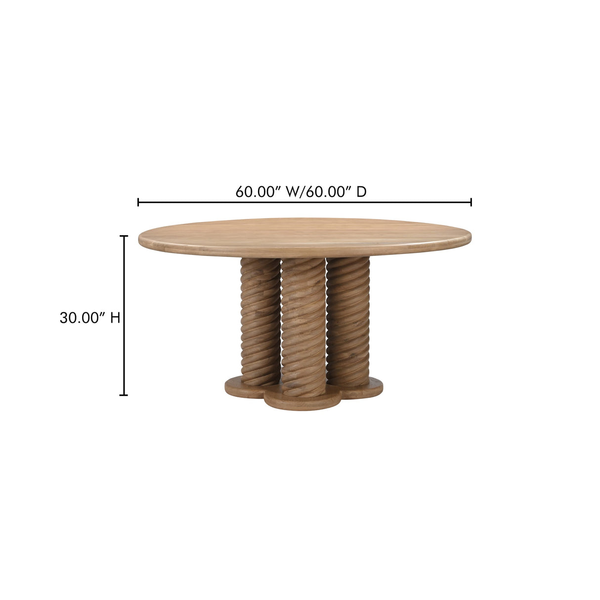 Treccia Oak Round Dining Table by Moe's Home at Eve Furniture