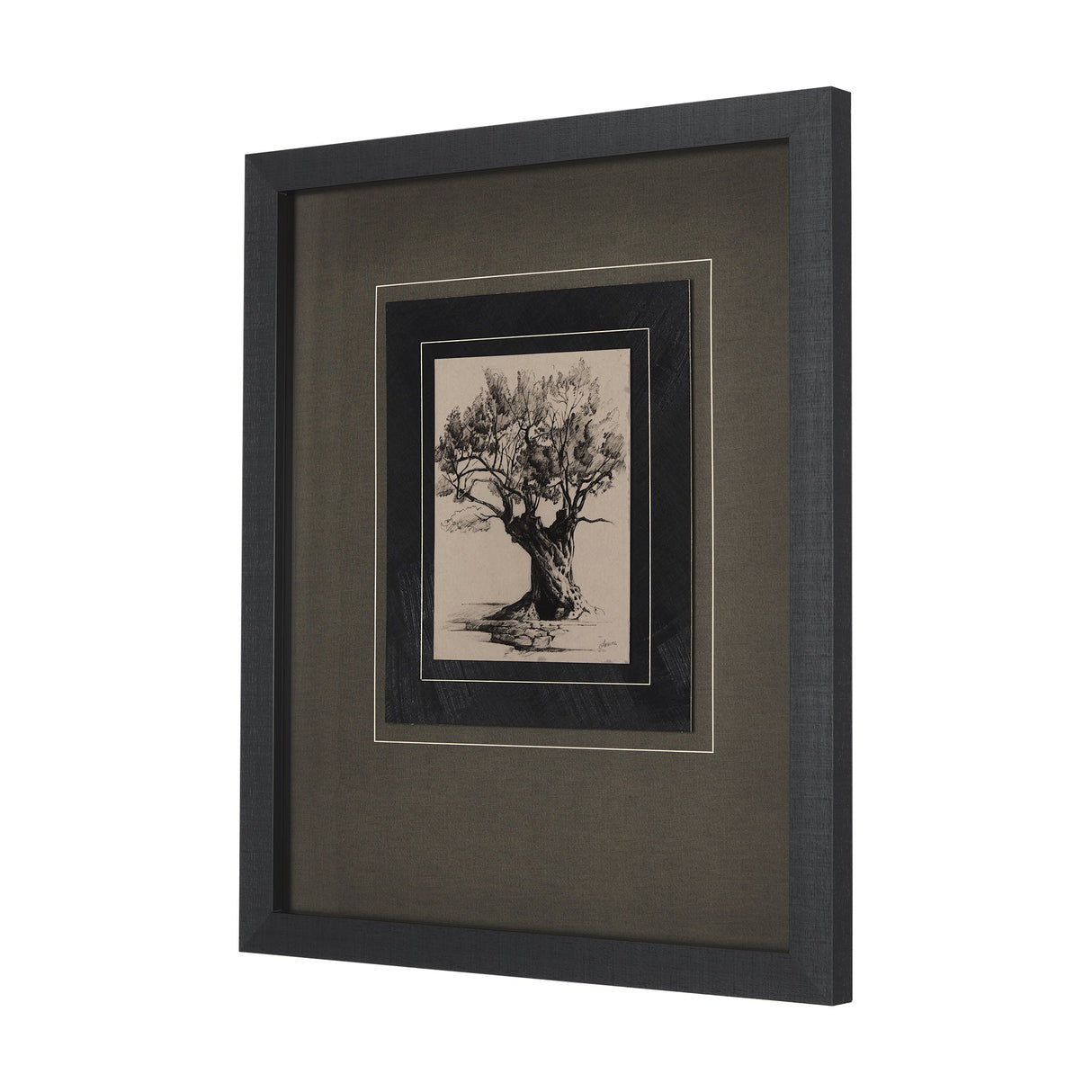 Tree Drawing I by Mercana Studio a Hand Embellished Textured Framed Art Print Matted under Glass by Mercana at Eve Furniture