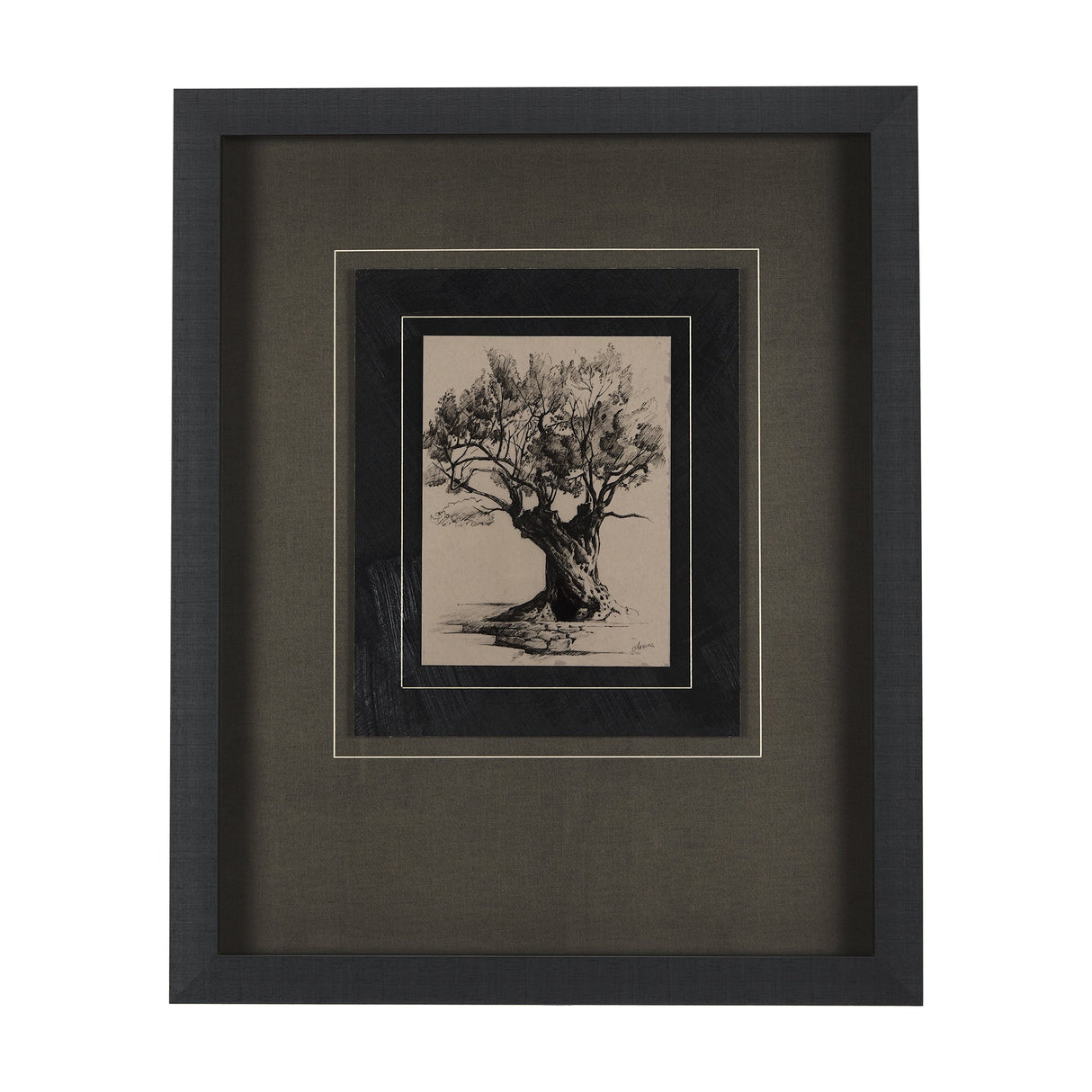 Tree Drawing I by Mercana Studio a Hand Embellished Textured Framed Art Print Matted under Glass by Mercana at Eve Furniture