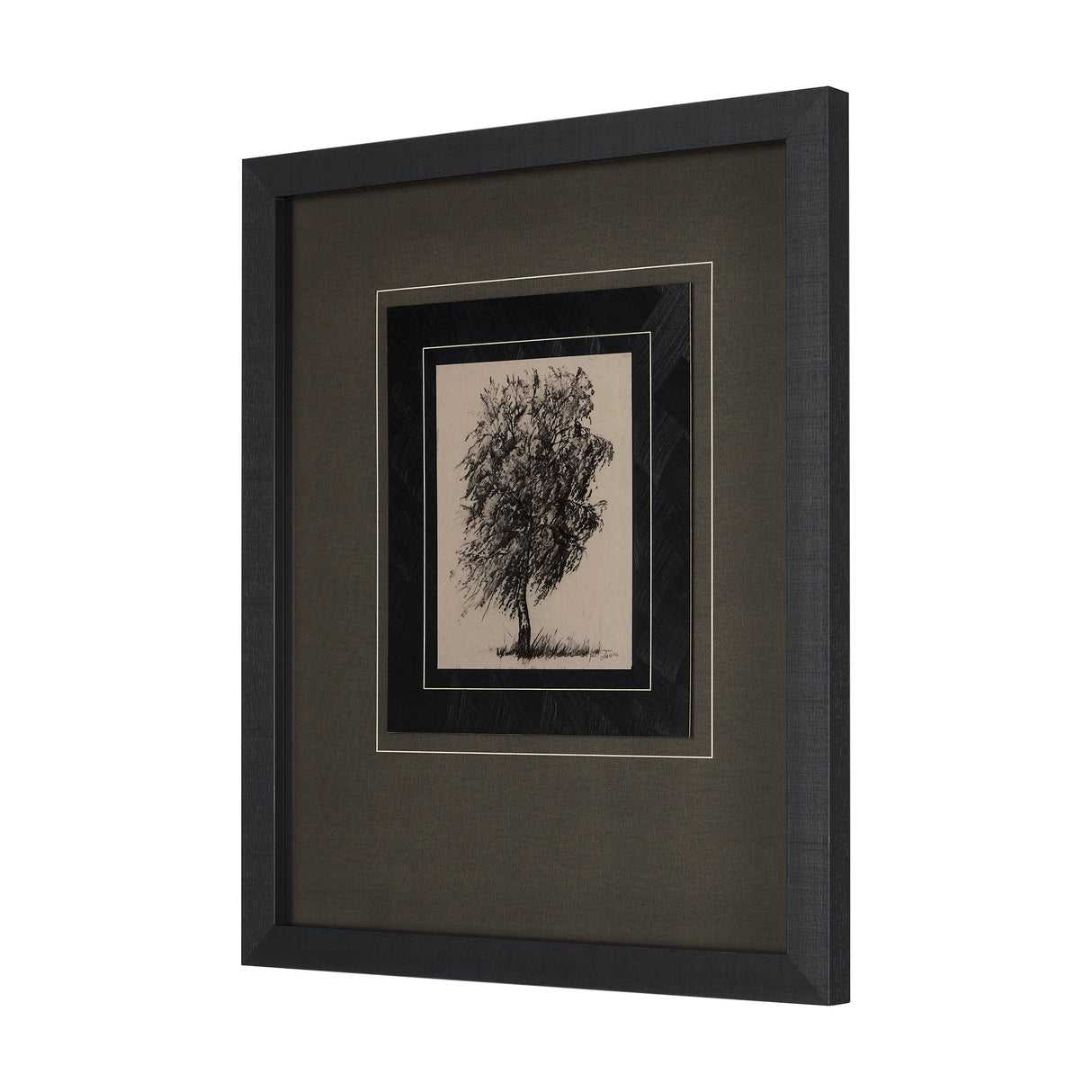 Tree Drawing II by Mercana Studio a Hand Embellished Textured Framed Art Print Matted under Glass by Mercana at Eve Furniture