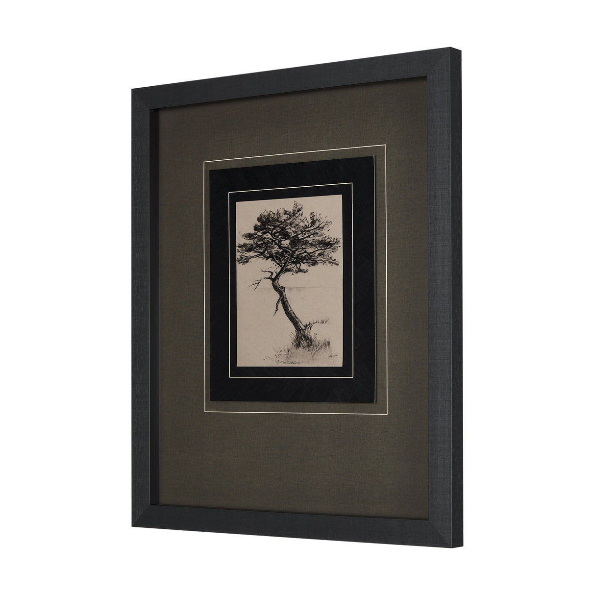 Tree Drawing III by Mercana Studio a Hand Embellished Textured Framed Art Print Matted under Glass by Mercana at Eve Furniture
