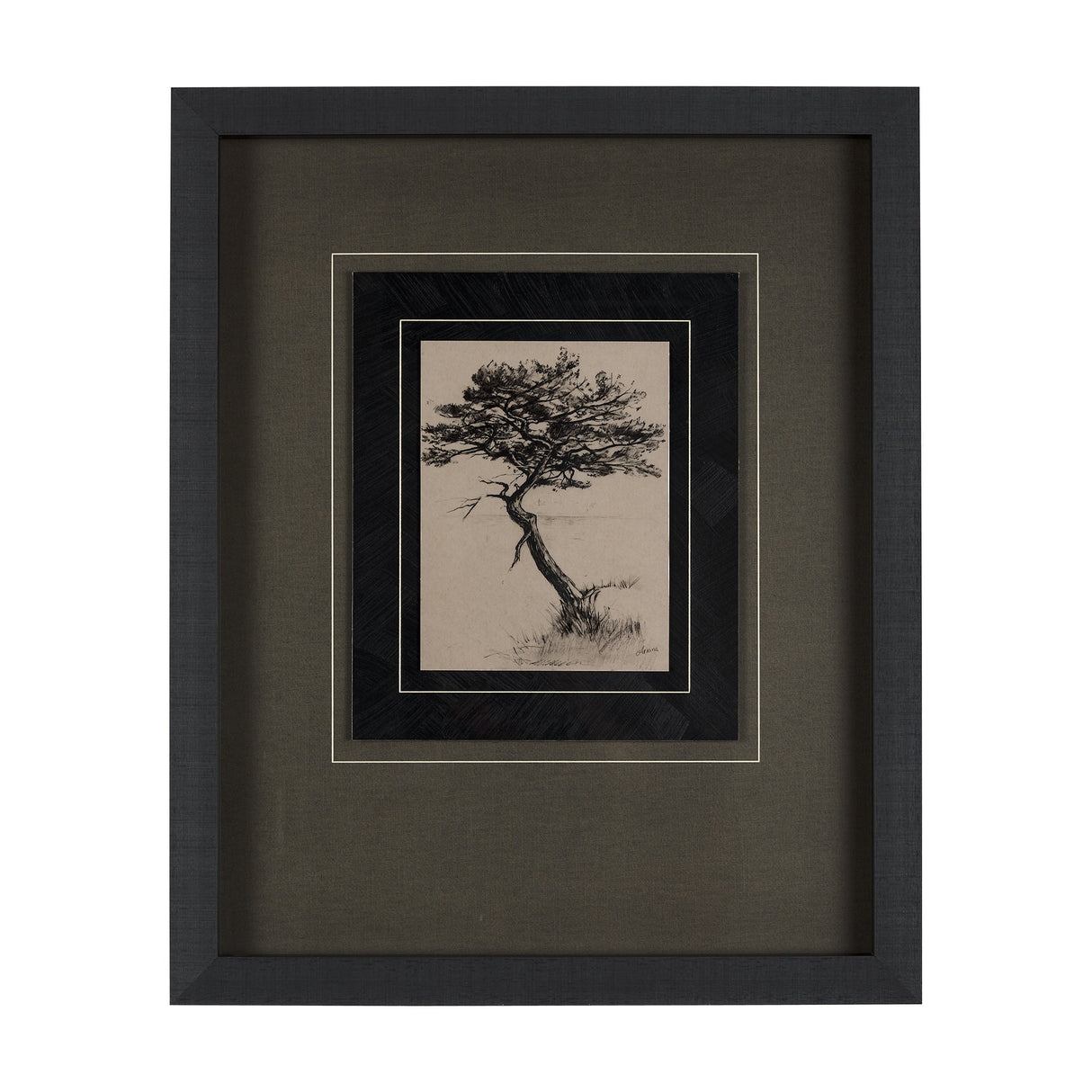Tree Drawing III by Mercana Studio a Hand Embellished Textured Framed Art Print Matted under Glass by Mercana at Eve Furniture