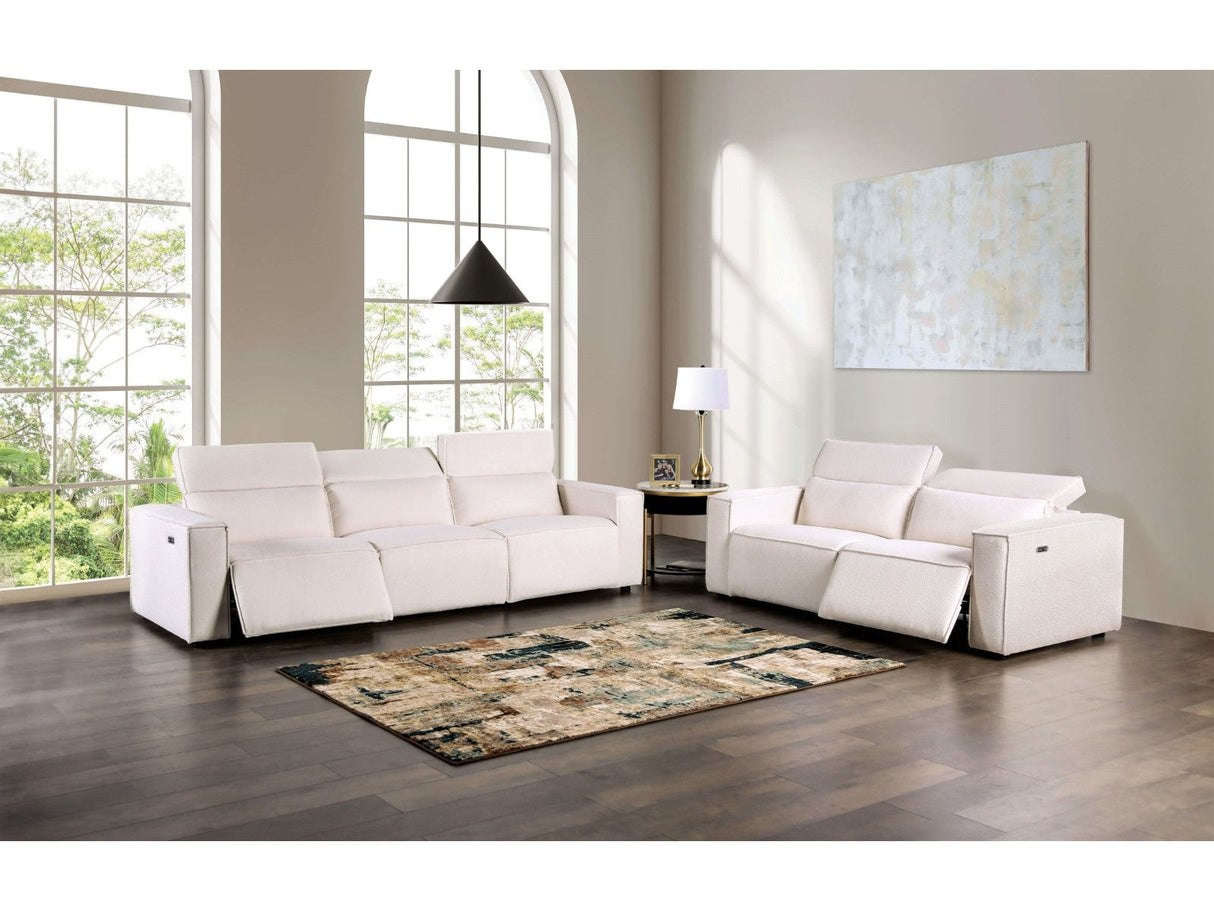 Treharris White Power Reclining Sofa & Loveseat by Furniture of America at Eve Furniture