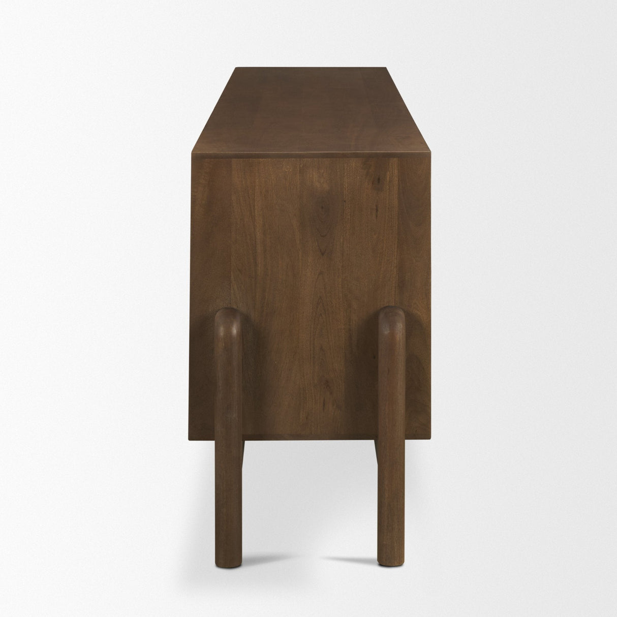 Trellyn Dark Brown Solid Wood 4-Door w/ Carved Woven Doors Closed Sideboard by Mercana at Eve Furniture