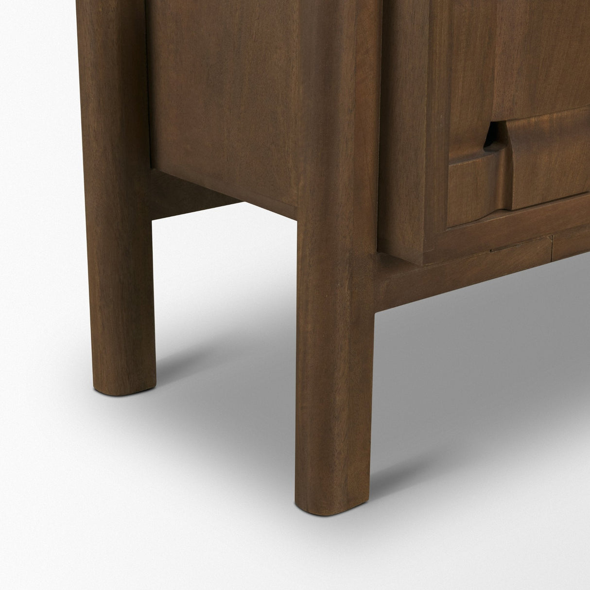 Trellyn Dark Brown Solid Wood 4-Door w/ Carved Woven Doors Closed Sideboard by Mercana at Eve Furniture
