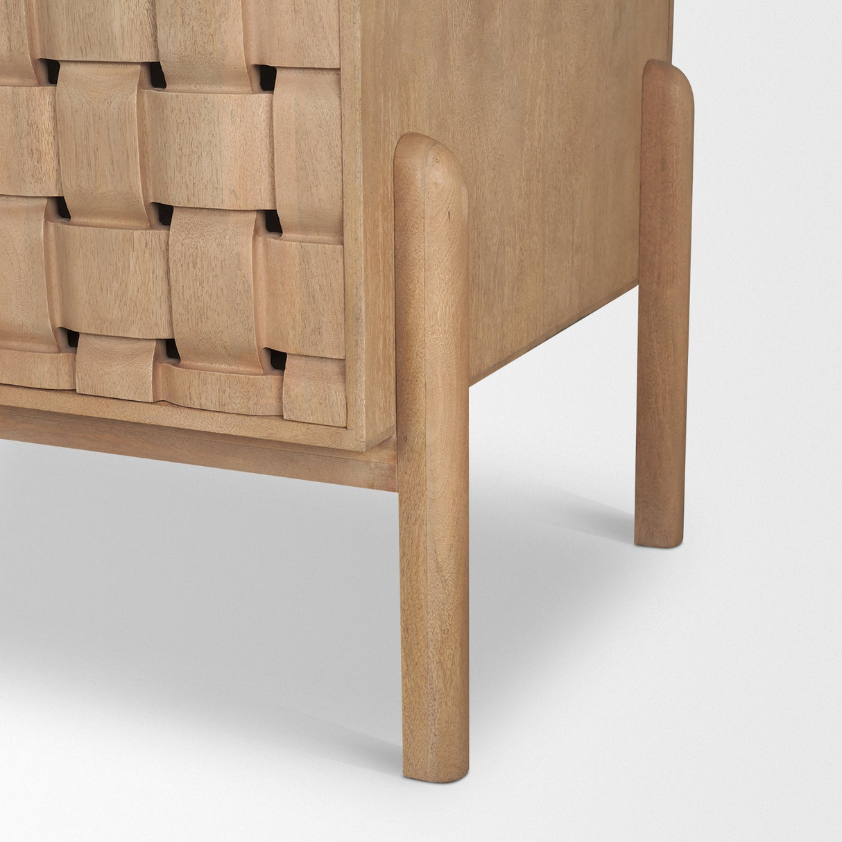 Trellyn Light Brown Solid Wood Carved Woven Desk by Mercana at Eve Furniture