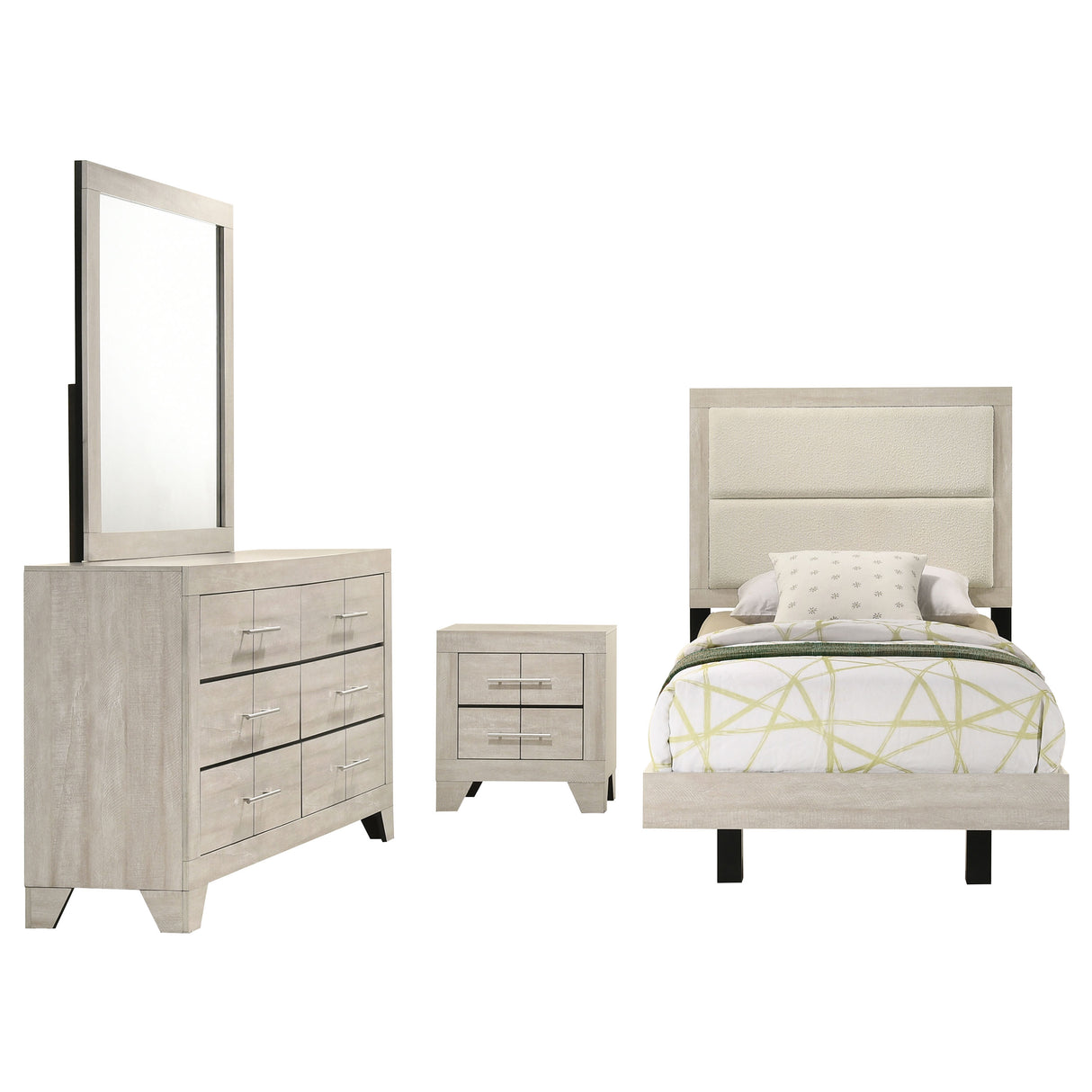 Trenton Rustic Cream 4-Piece Twin Bedroom Set by Coaster at Eve Furniture