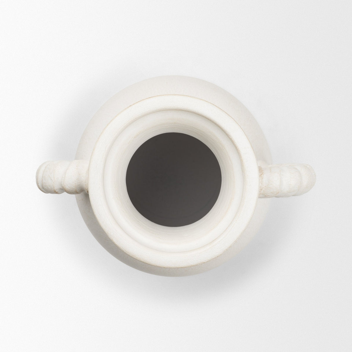 Trenza Large White Ceramic Vase w/ Twisted Handles by Mercana at Eve Furniture