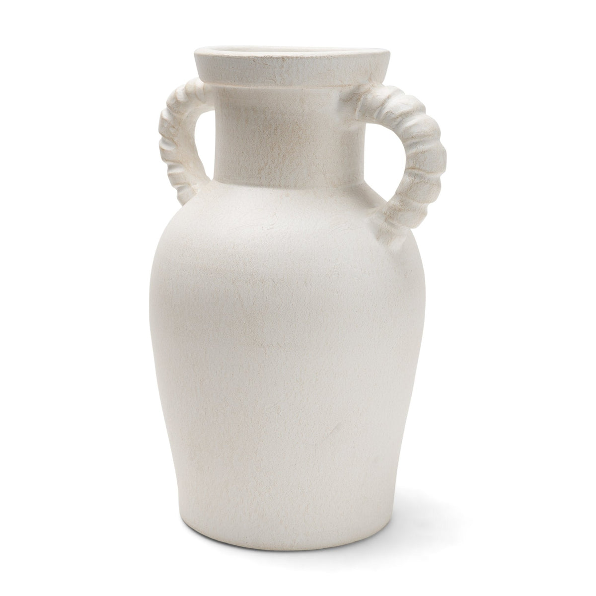 Trenza Large White Ceramic Vase w/ Twisted Handles by Mercana at Eve Furniture