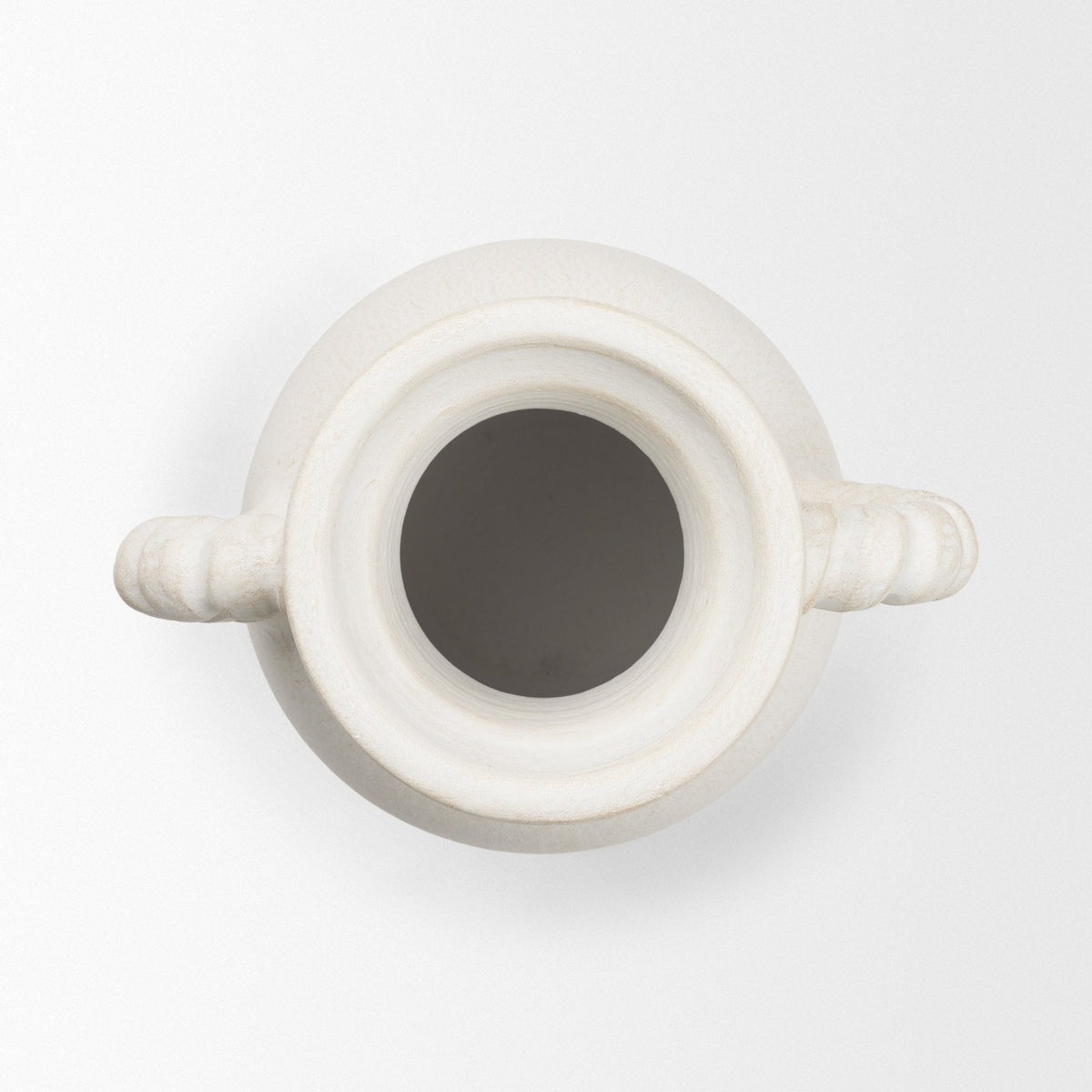 Trenza Small White Ceramic Vase w/ Twisted Handles by Mercana at Eve Furniture