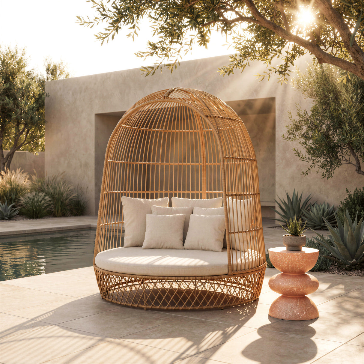 Tressa Terracotta Outdoor Side Table by Zuomod at Eve Furniture