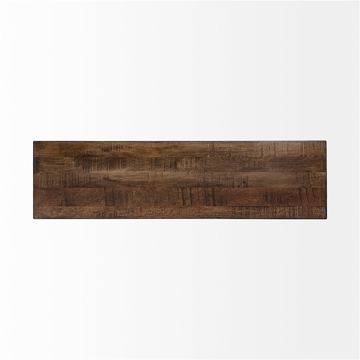 Trestman III Brown Wood Top W/Black Iron Base Accent Bench by Mercana at Eve Furniture