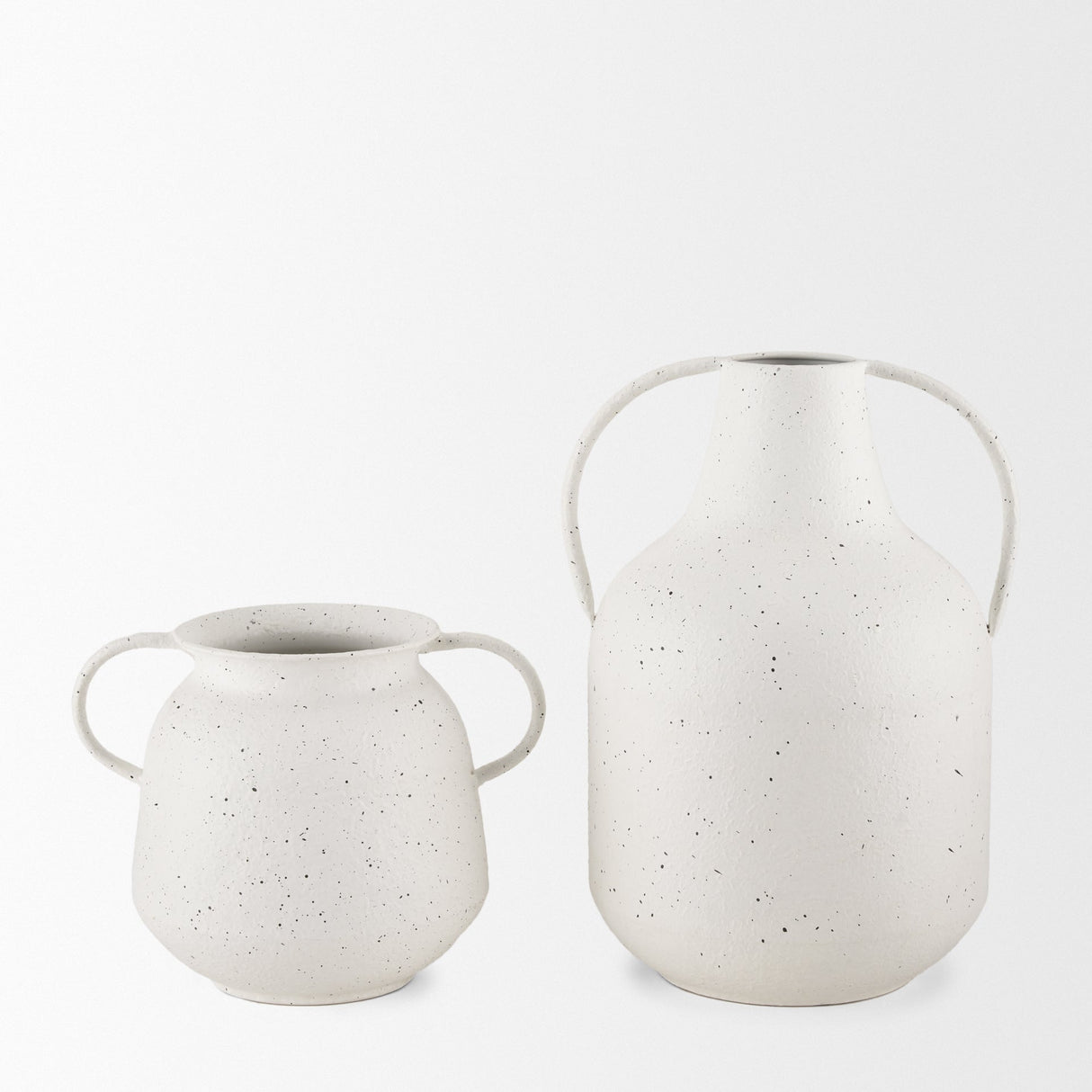 Treva Small White w/ Black Speckles Metal Vase by Mercana at Eve Furniture