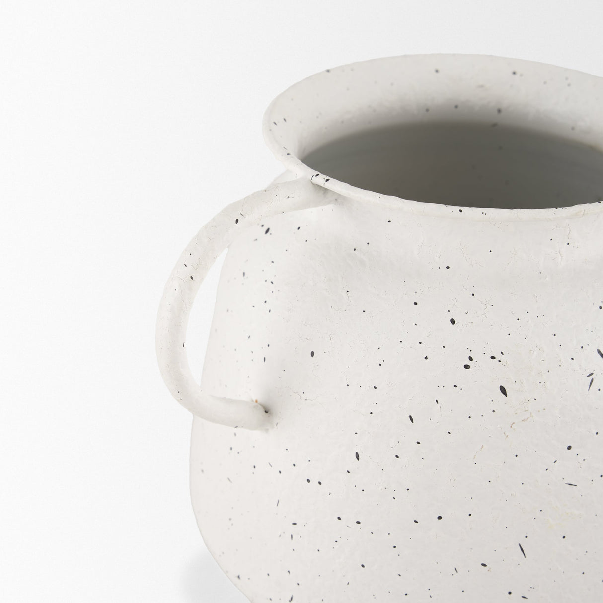 Treva Small White w/ Black Speckles Metal Vase by Mercana at Eve Furniture