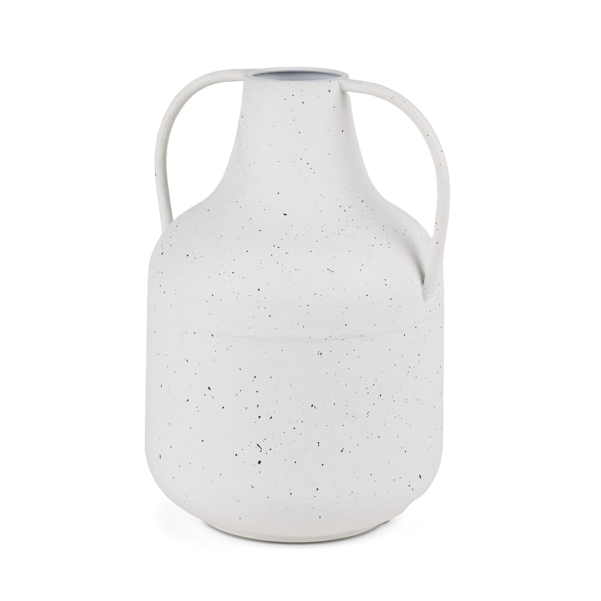 Treva Tall White w/ Black Speckles Metal Vase by Mercana at Eve Furniture