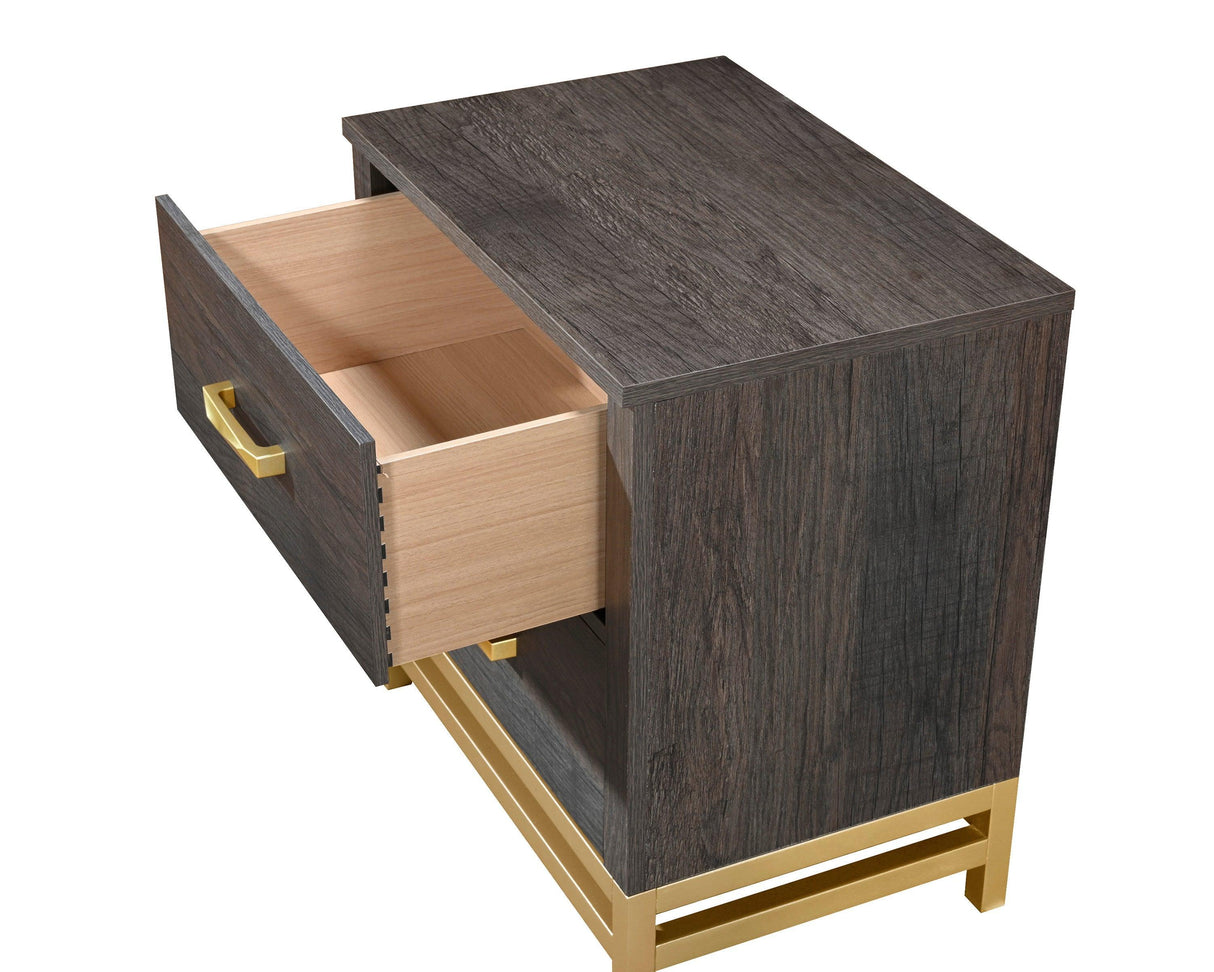 Trevor Brown and Gold Nightstand by Crown Mark at Eve Furniture