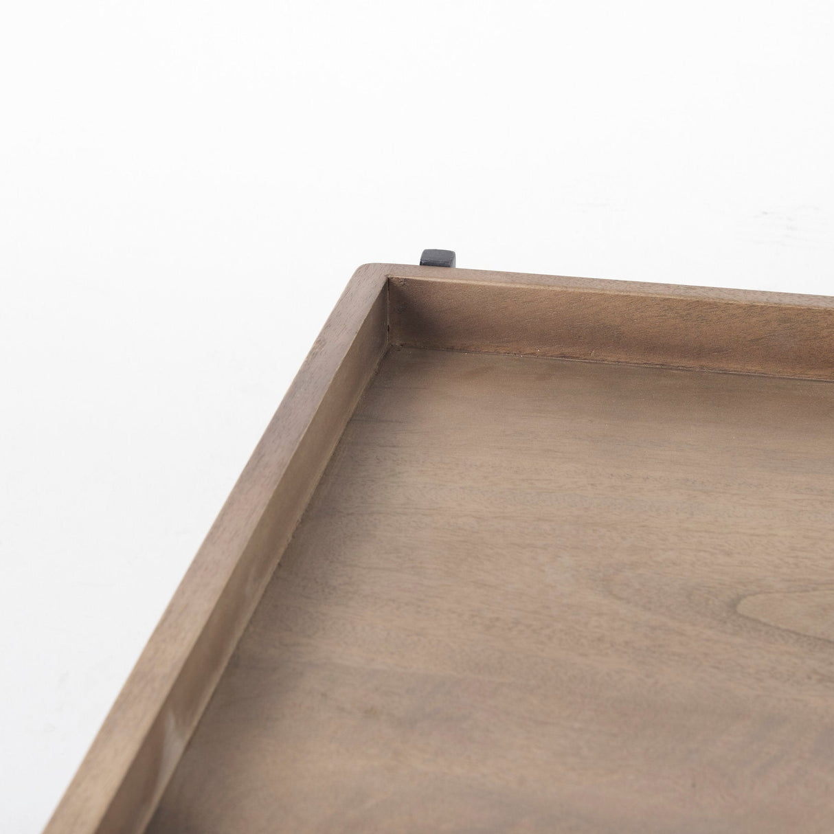 Trey 48x46 Rectangular Brown Solid Wood Top Table Black Metal Frame Two-Tier Coffee Table by Mercana at Eve Furniture