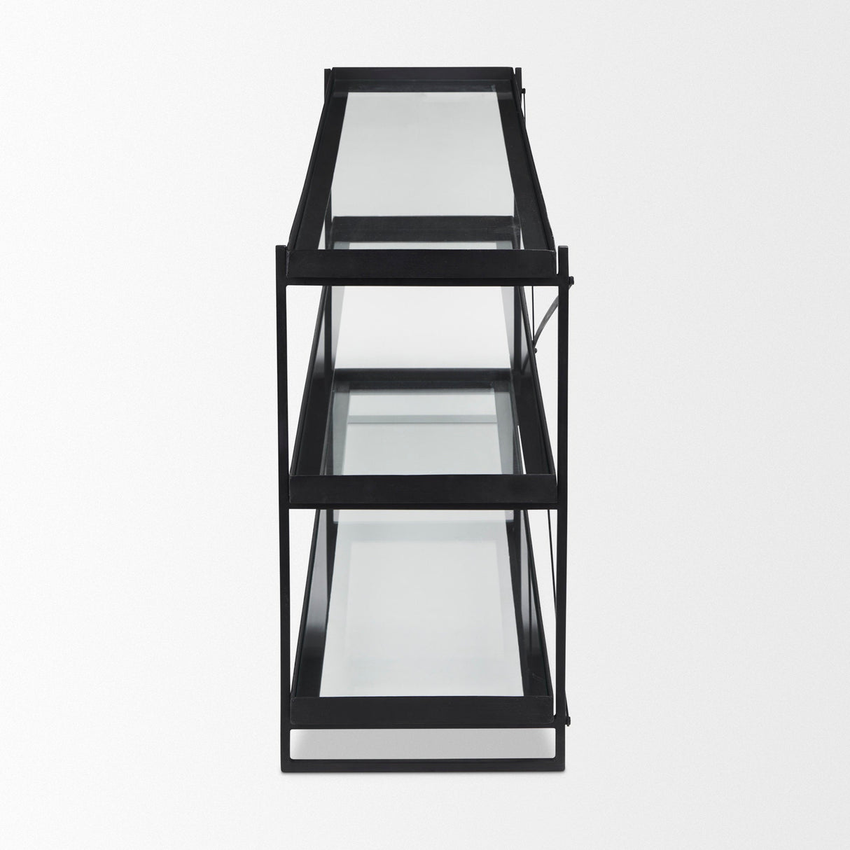 Trey 72.0"L x 16.0"W x 30.0"H Black Metal W/Glass Console Table by Mercana at Eve Furniture