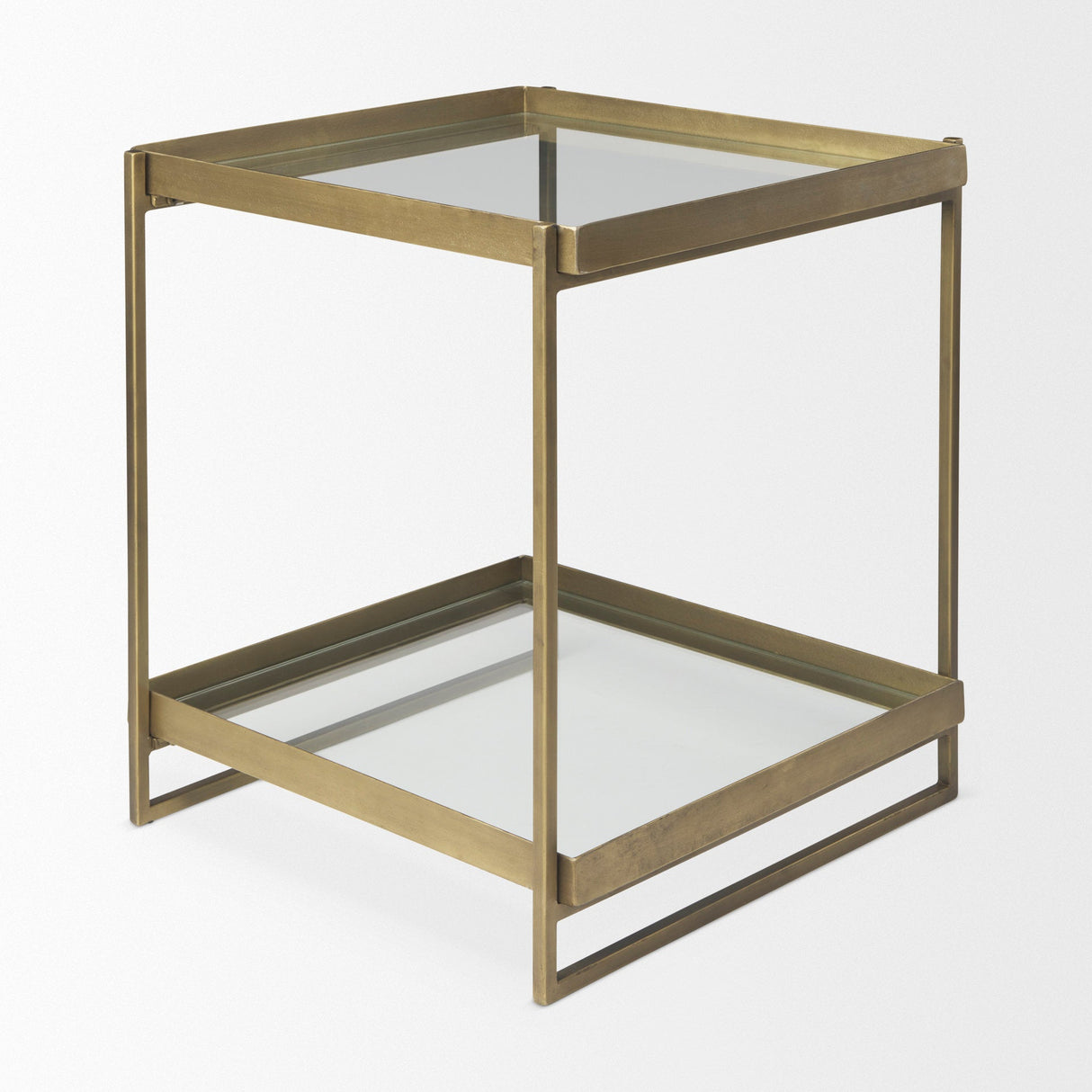 Trey Gold Metal W/Glass Accent Table by Mercana at Eve Furniture