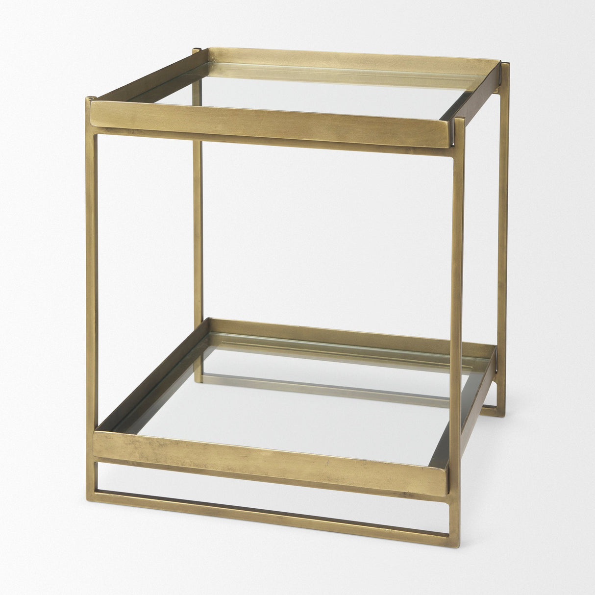 Trey Gold Metal W/Glass Accent Table by Mercana at Eve Furniture