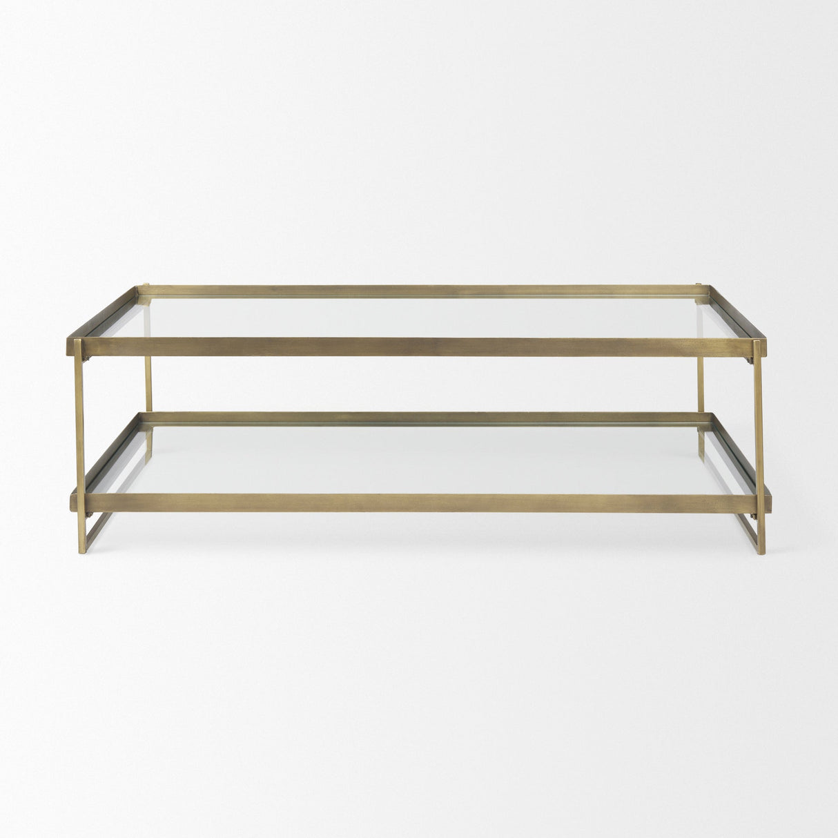 Trey Gold Metal W/Glass Coffee table by Mercana at Eve Furniture
