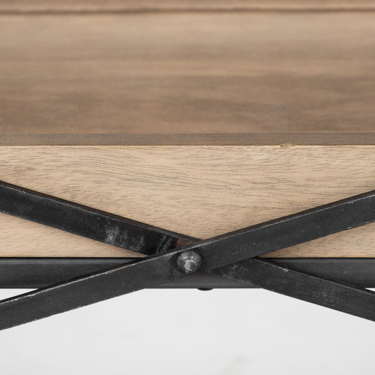 Trey I 80L x 16W Brown Wood and Black Iron Console Table by Mercana at Eve Furniture