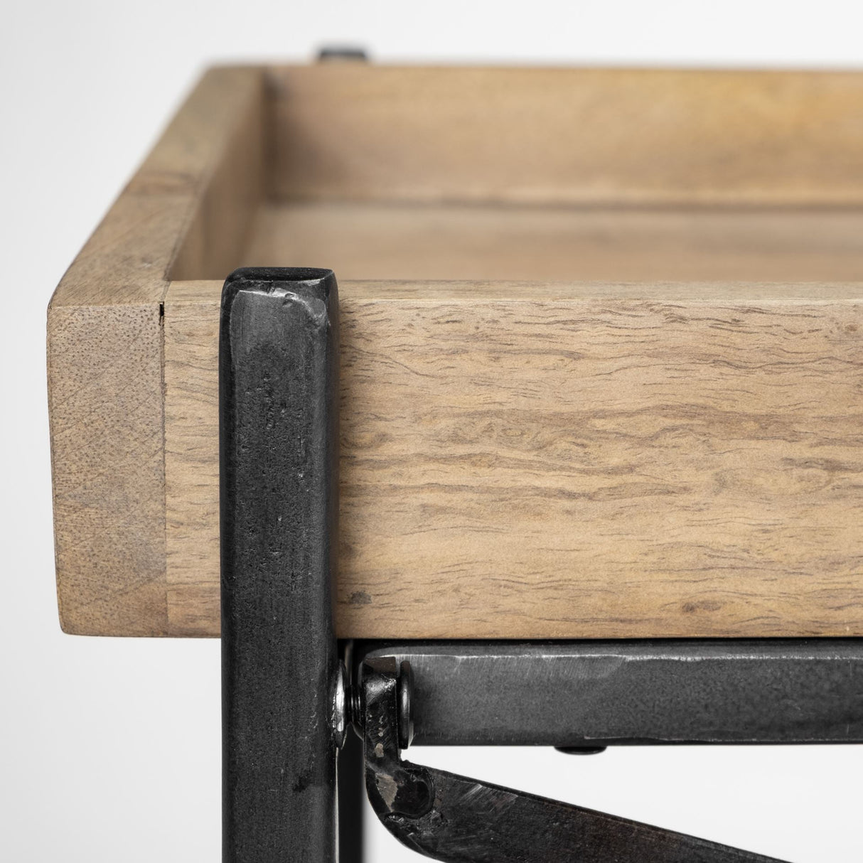 Trey I Brown Wood and Black Iron Console Table by Mercana at Eve Furniture