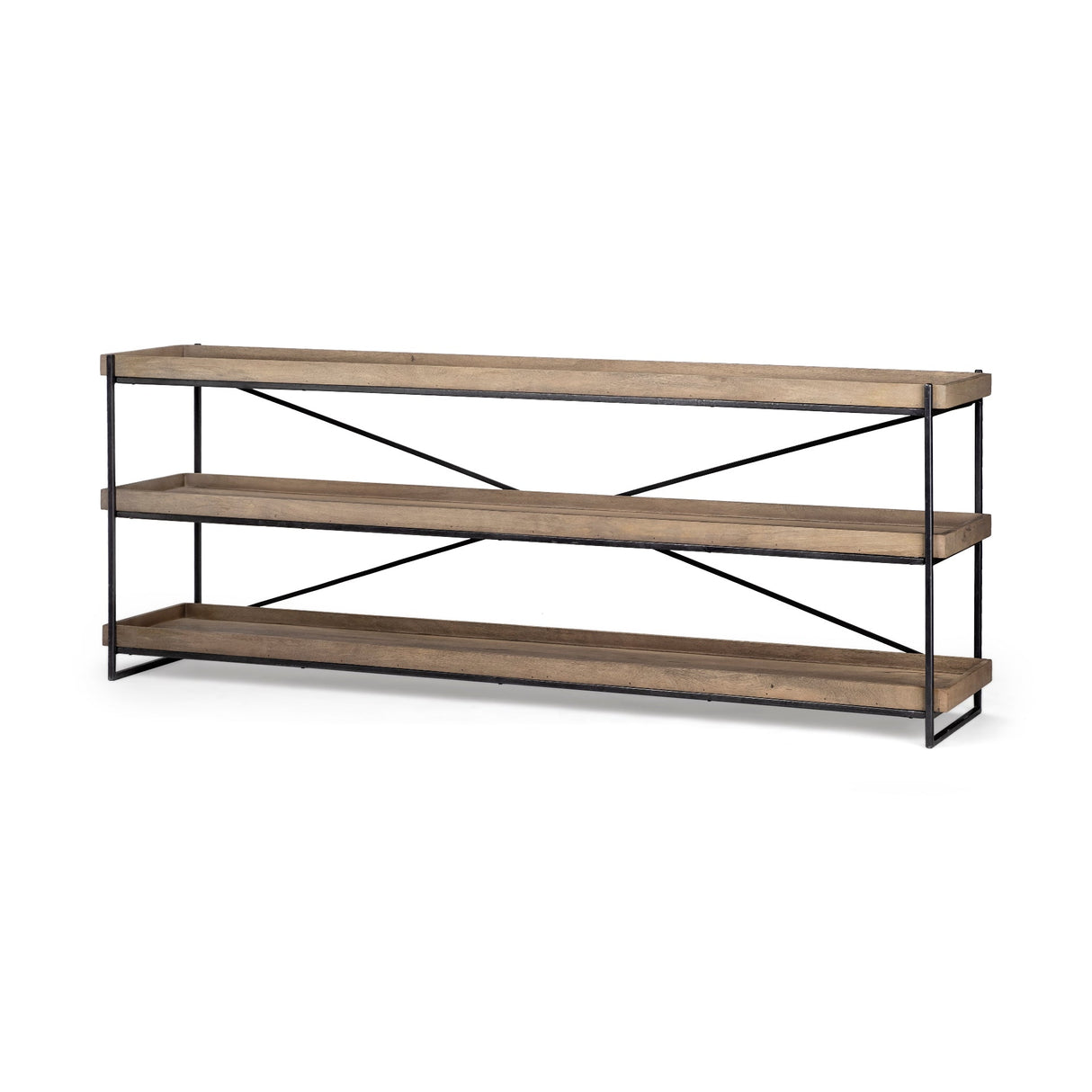 Trey I Brown Wood and Black Iron Console Table by Mercana at Eve Furniture