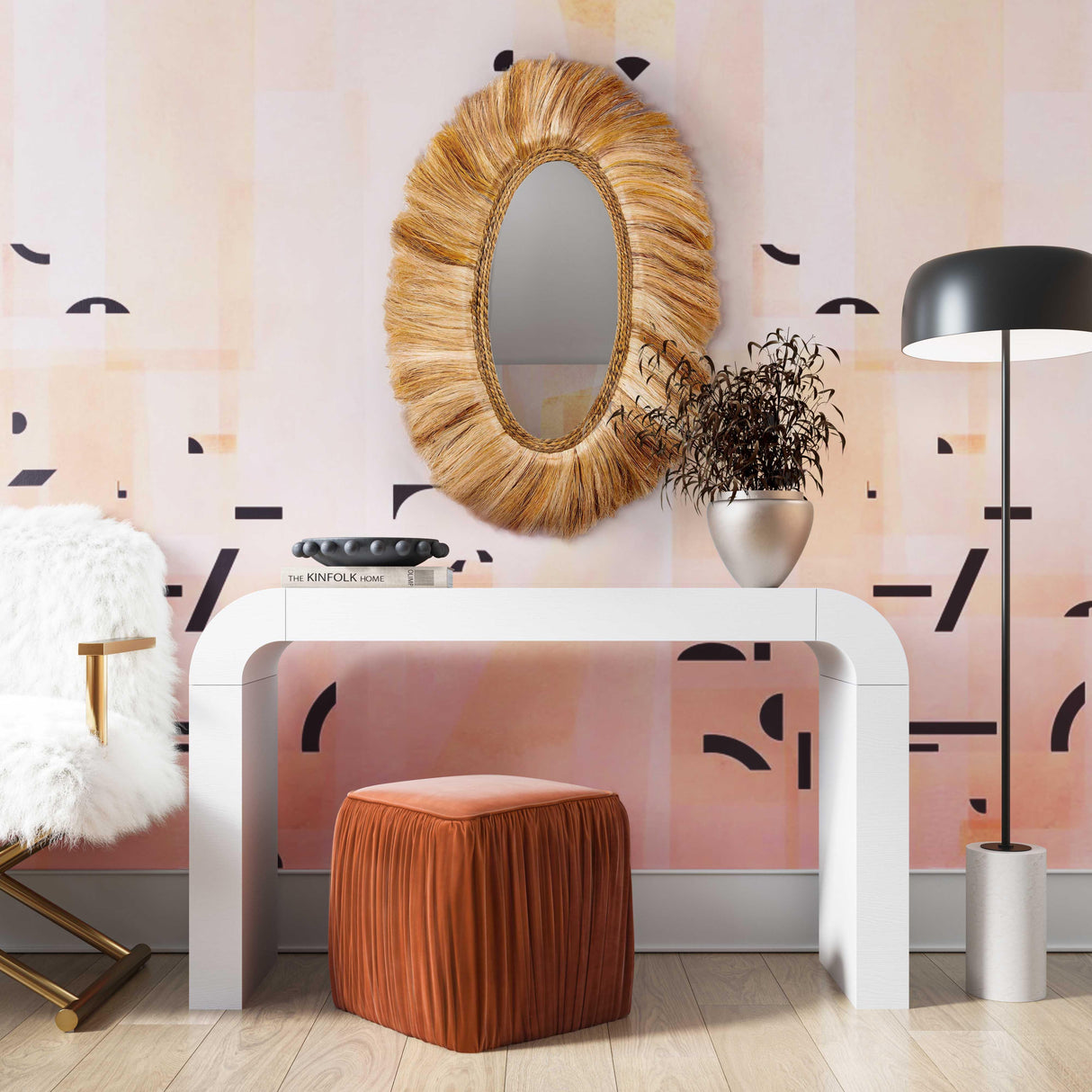 Tribal Natural Abaca Grass Oval Wall Mirror by TOV Furniture at Eve Furniture