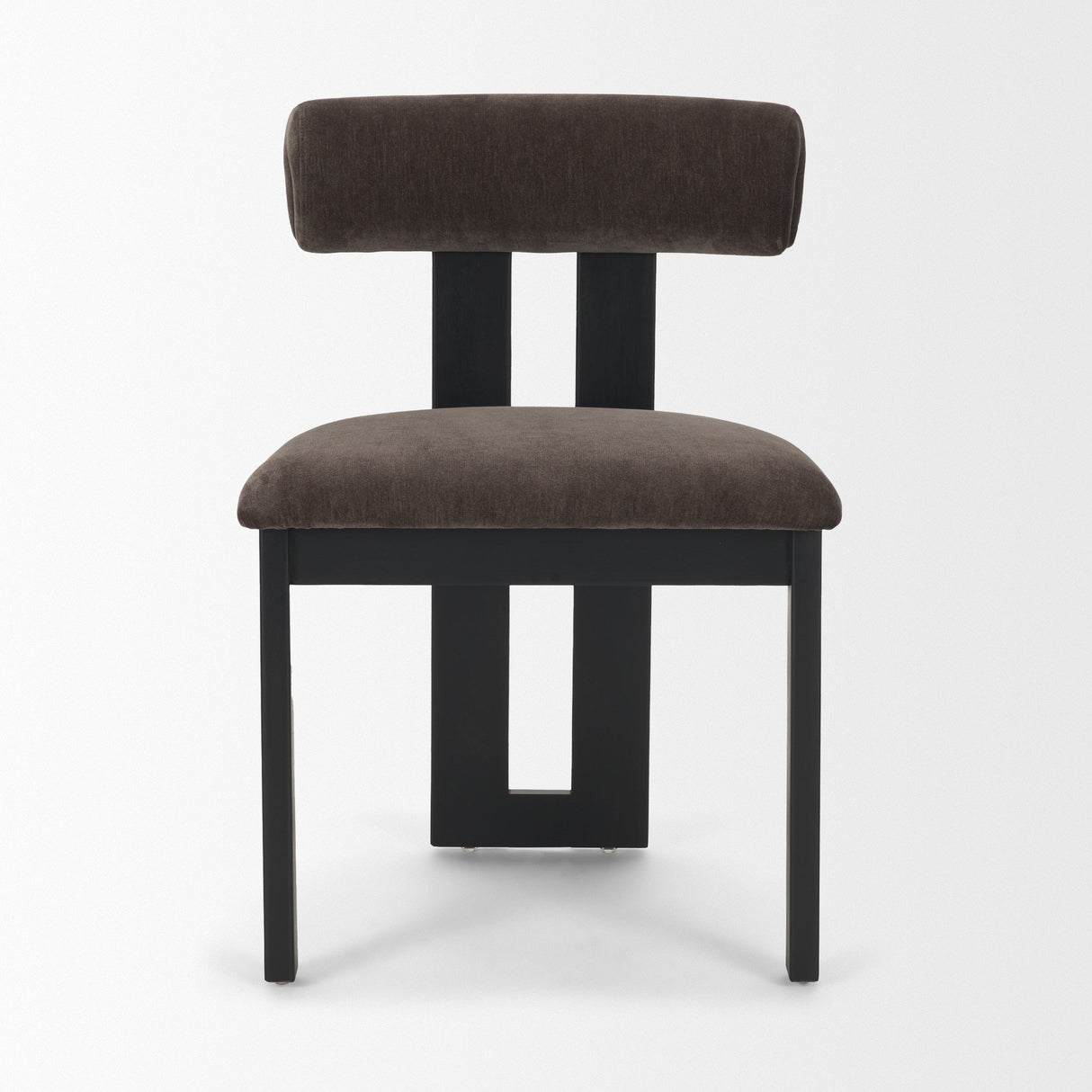 Tribeca Curve Open Back Charcoal Chenille Tripod Frame Dining Chair, Set of 2 by Mercana at Eve Furniture