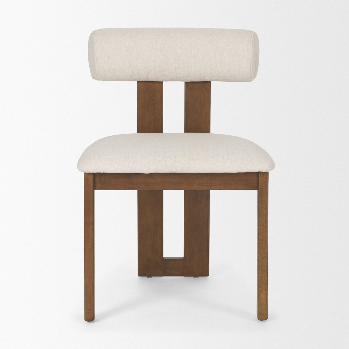 Tribeca Curve Open Back Cream and Dark Brown Tripod Frame Dining Chair by Mercana at Eve Furniture