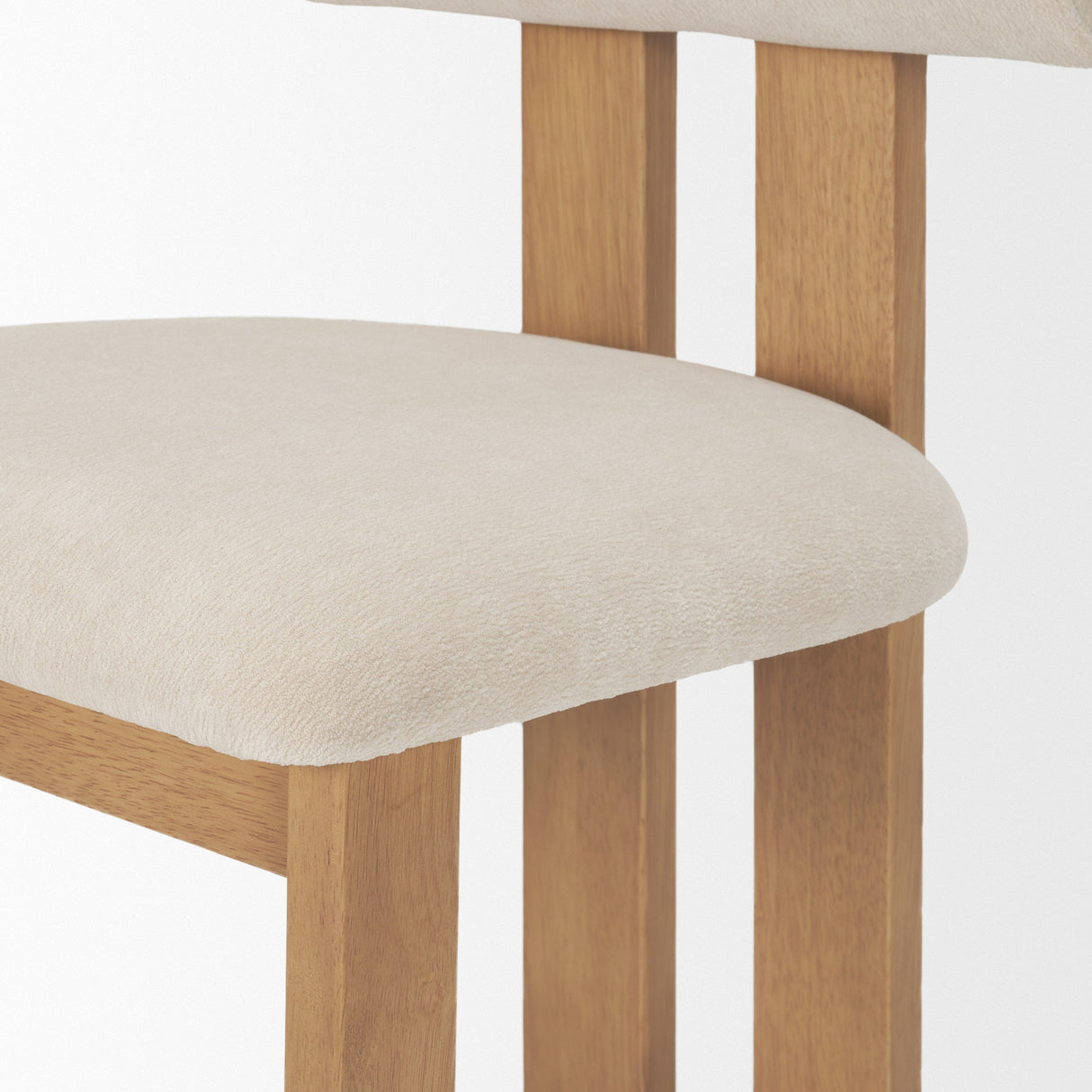 Tribeca Curve Open Back Cream Chenille Tripod Frame Dining Chair, Set of 2 by Mercana at Eve Furniture
