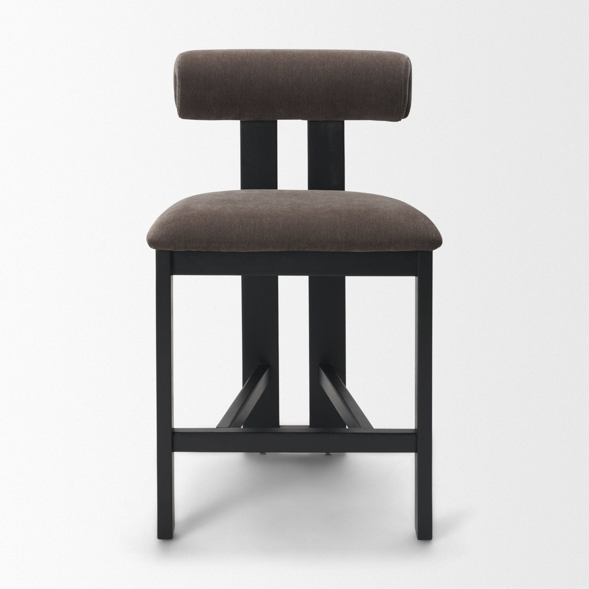 Tribeca Open Back 36.5in Seat Counter Stool | Charcoal Fabric w/ Wood by Mercana at Eve Furniture