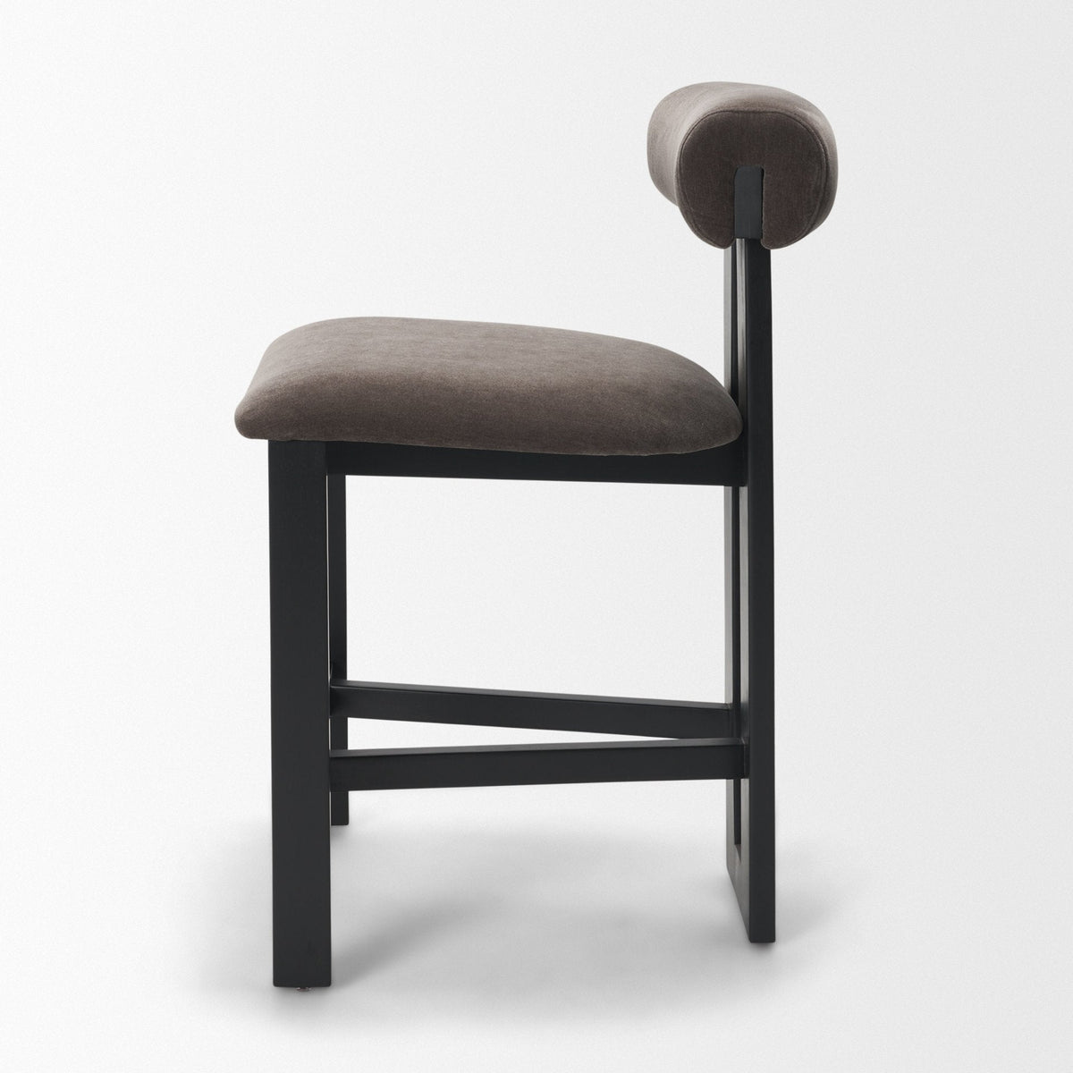 Tribeca Open Back 36.5in Seat Counter Stool | Charcoal Fabric w/ Wood by Mercana at Eve Furniture