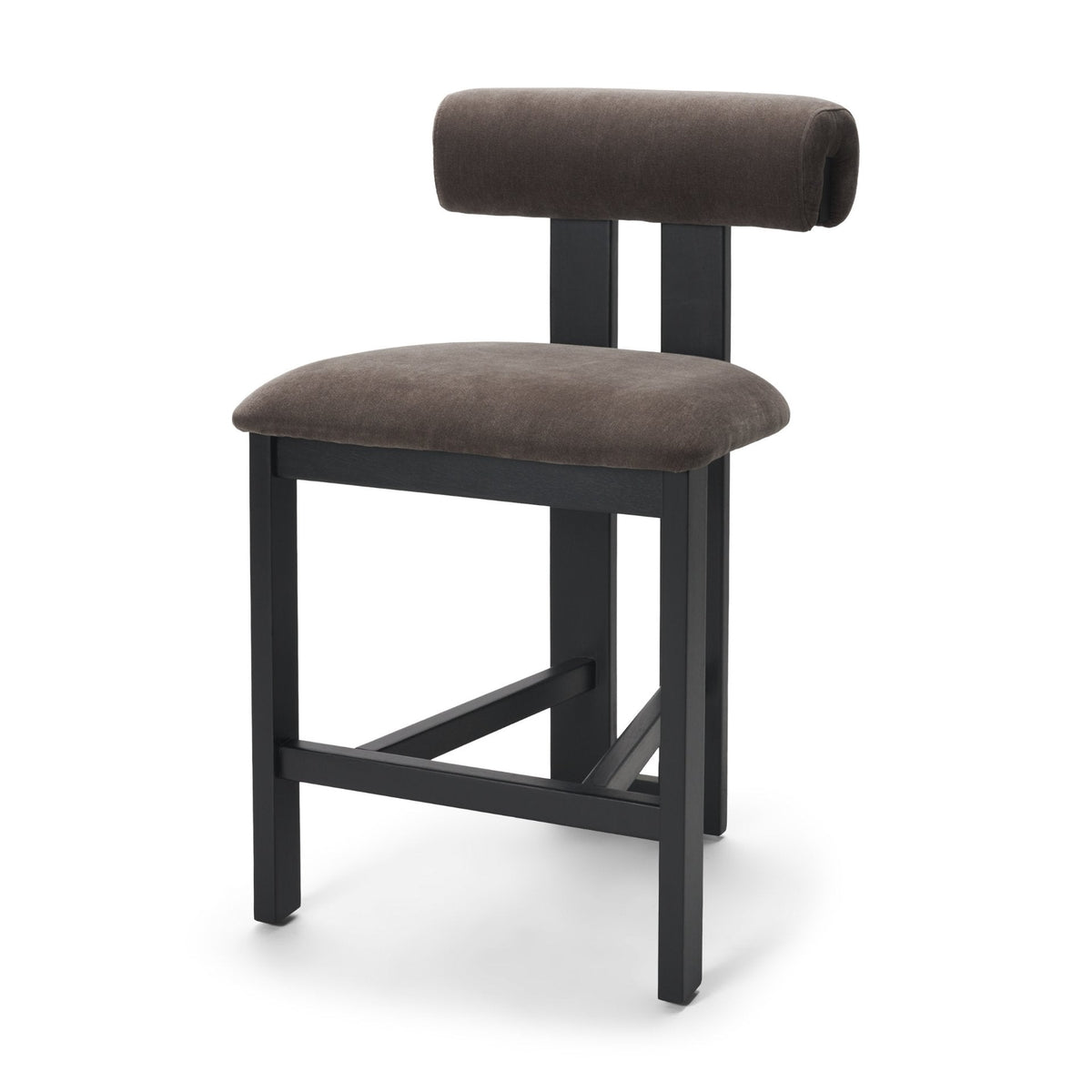 Tribeca Open Back 36.5in Seat Counter Stool | Charcoal Fabric w/ Wood by Mercana at Eve Furniture