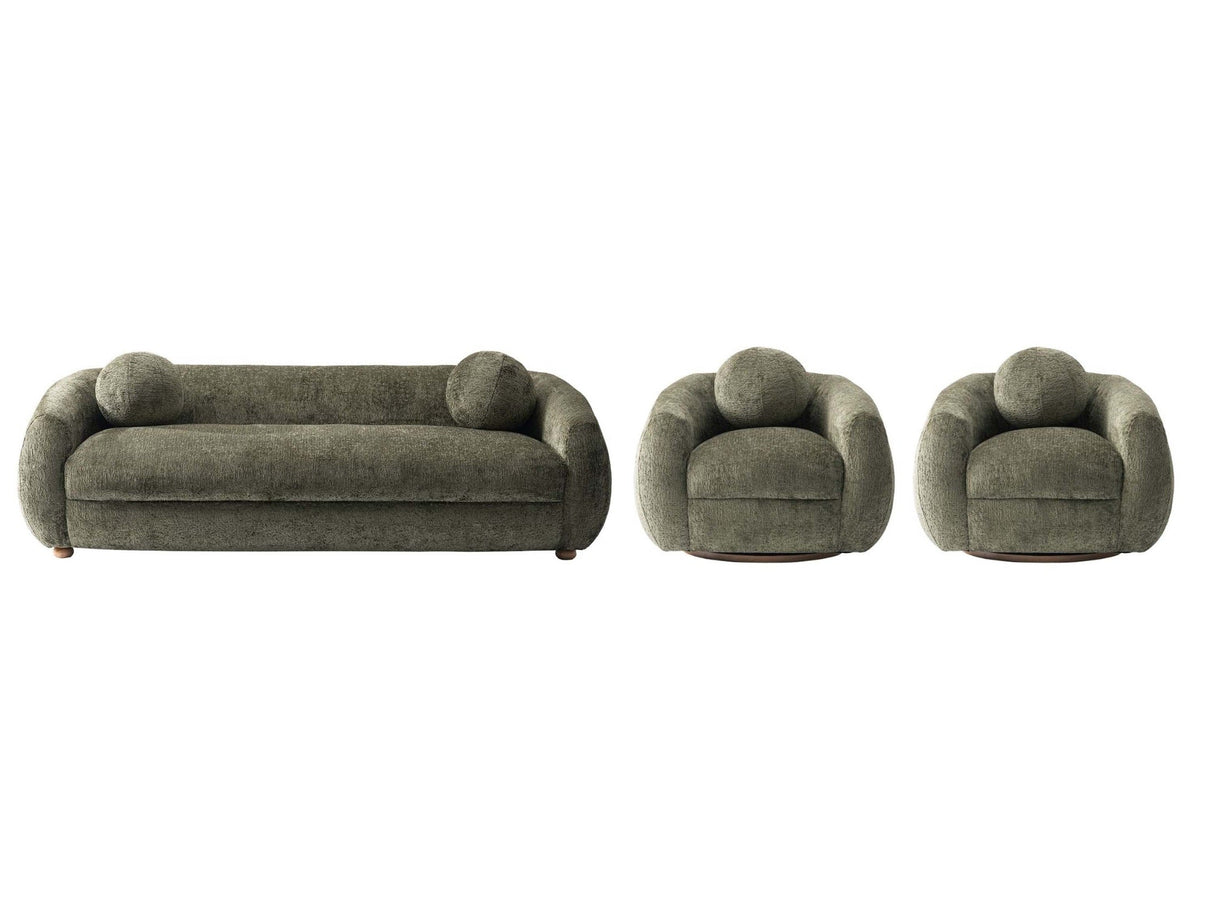 Tribeca Sofa and Accent Chairs in Olive Green (set of 3) by Manhattan Comfort at Eve Furniture