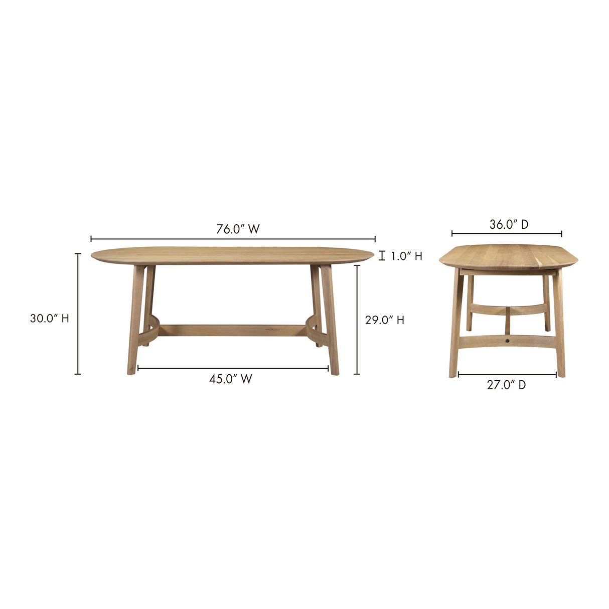 Trie Natural Small Dining Table by Moe's Home at Eve Furniture
