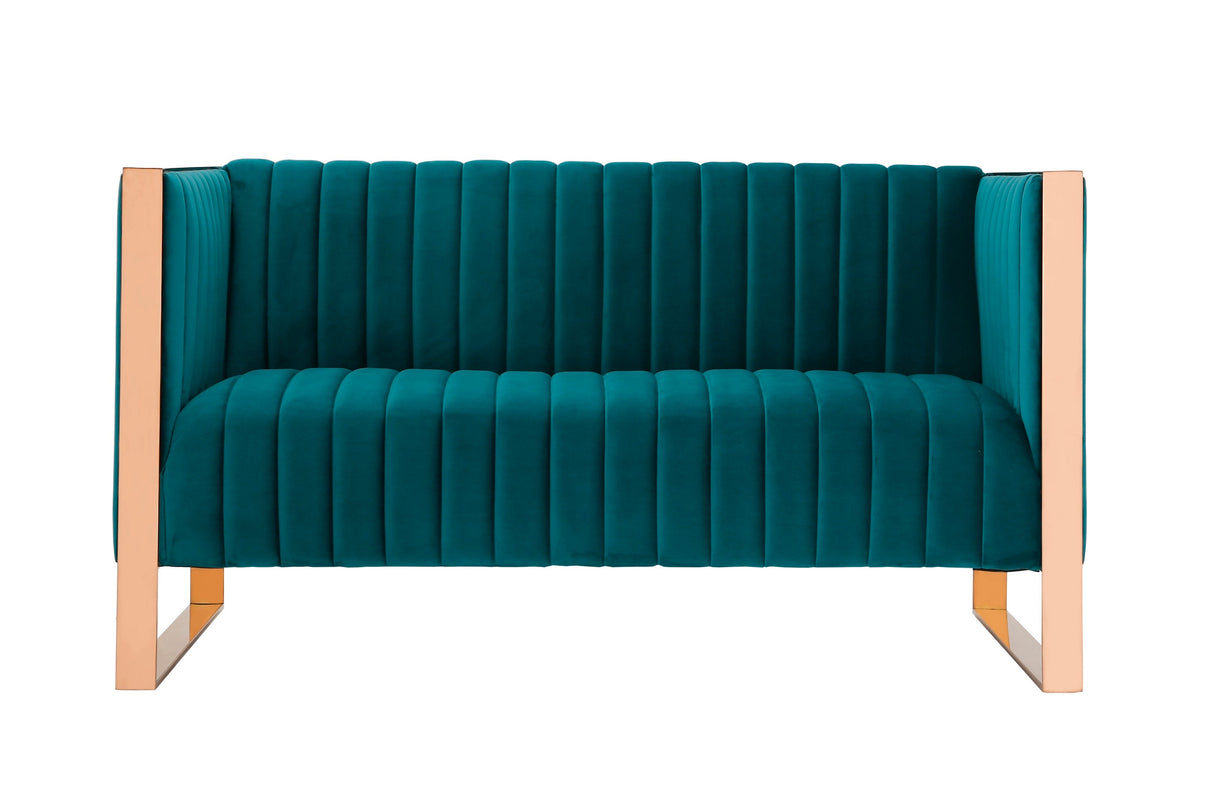 Trillium 3 Piece - Sofa, Loveseat and Armchair Set in Teal and Gold by Manhattan Comfort at Eve Furniture