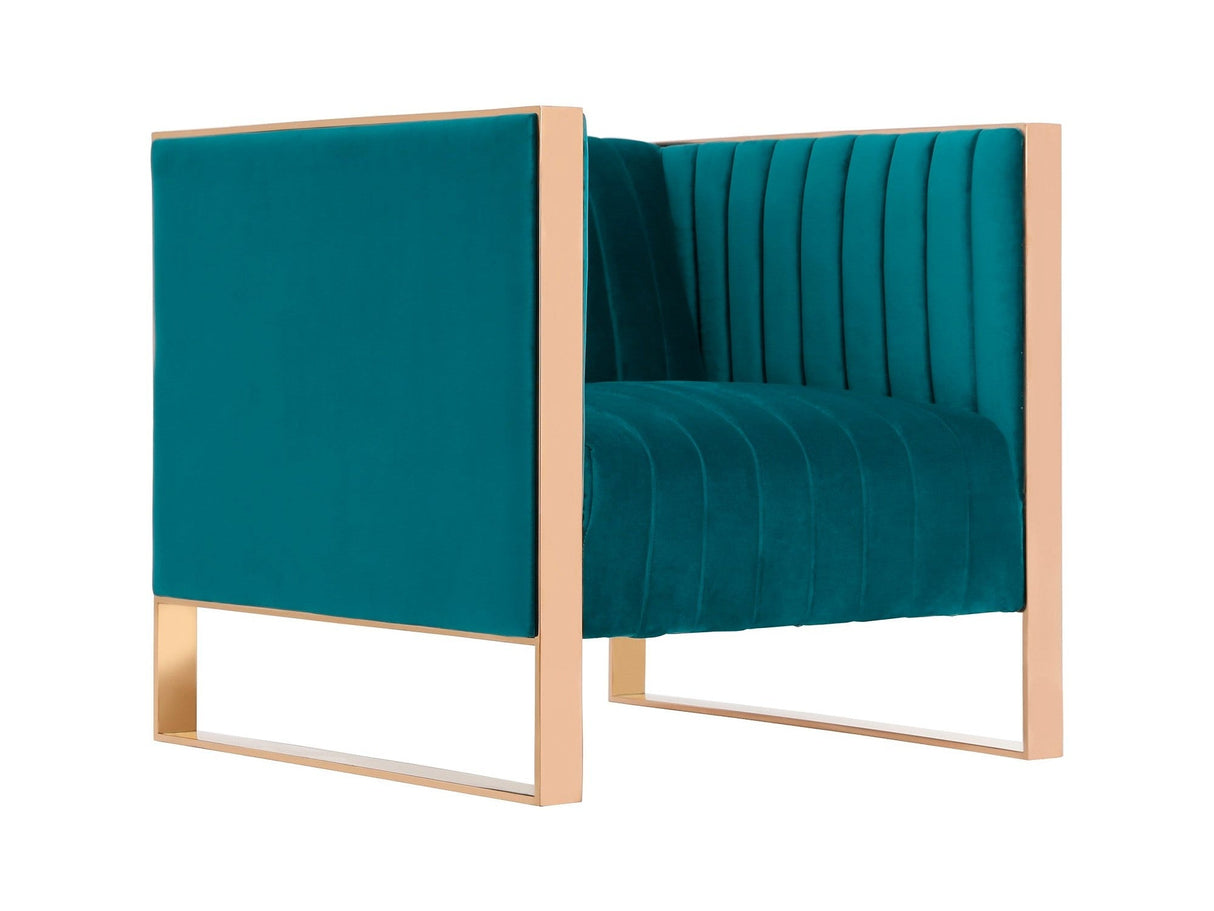 Trillium Accent Chair in Teal and Gold by Manhattan Comfort at Eve Furniture