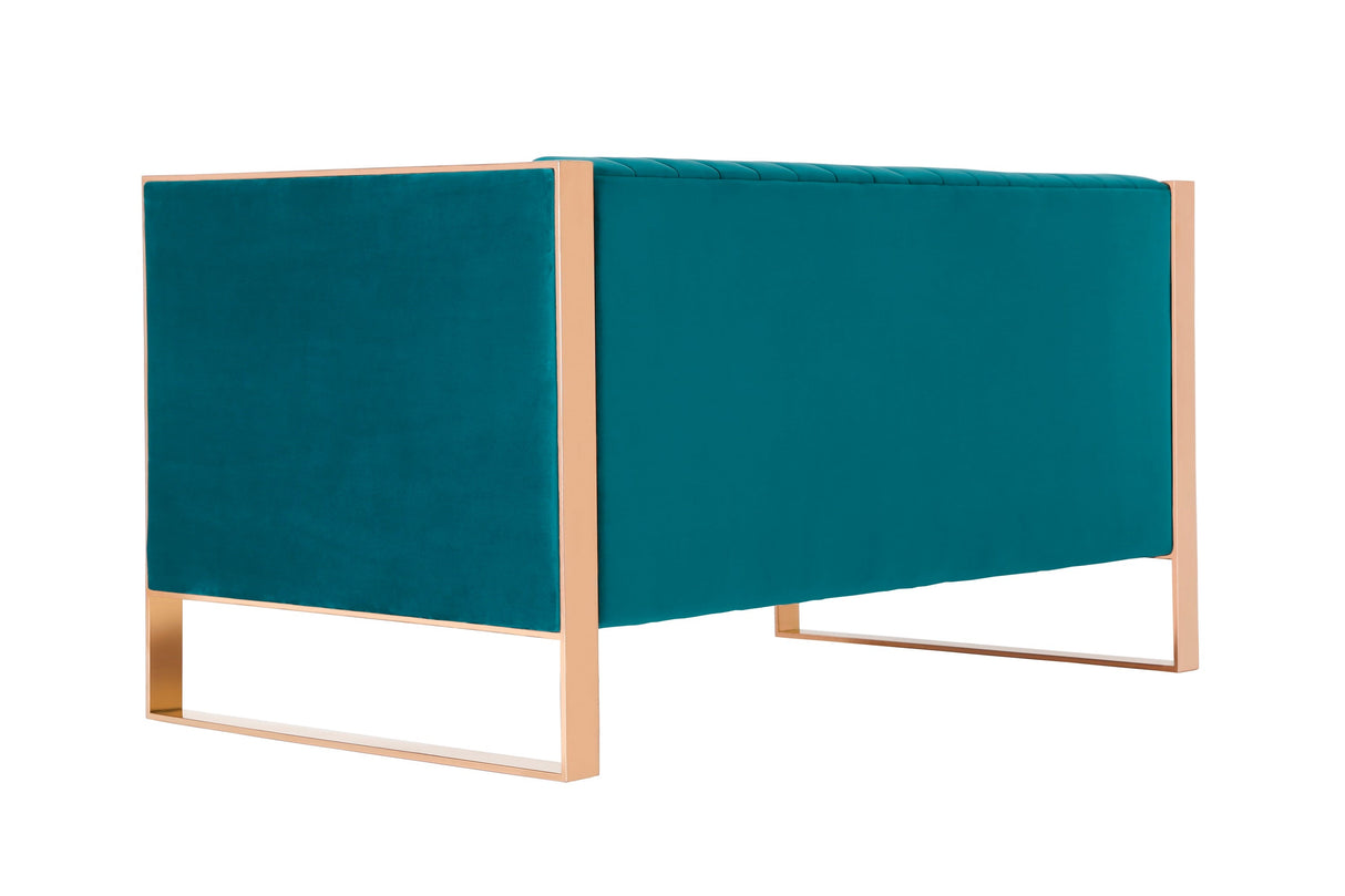 Trillium Loveseat in Aqua Blue and Gold by Manhattan Comfort at Eve Furniture