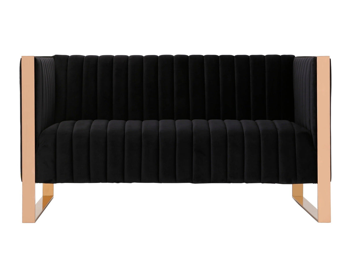 Trillium Loveseat in Black and Gold by Manhattan Comfort at Eve Furniture