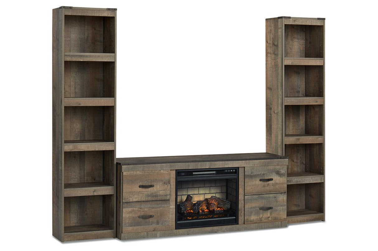 Trinell Brown 3-Piece Entertainment Center with Electric Fireplace by Ashley at Eve Furniture