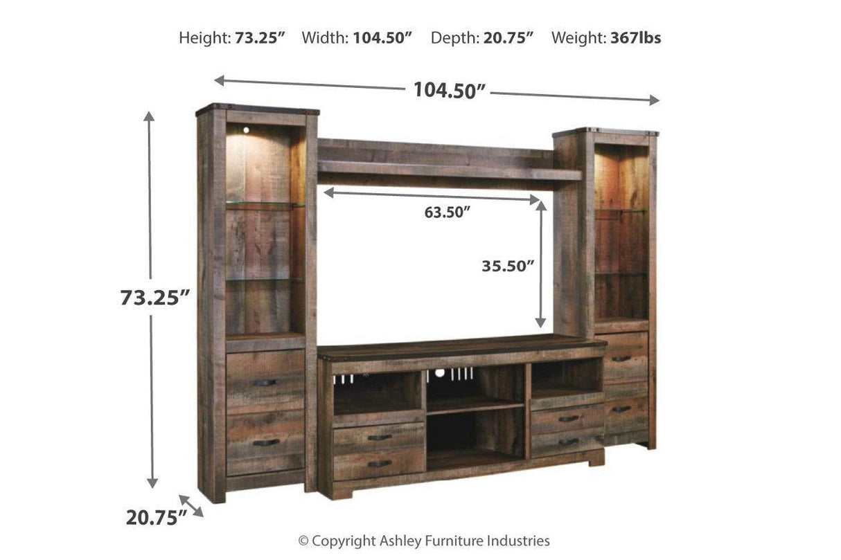 Trinell Brown 4-Piece Entertainment Center by Ashley at Eve Furniture
