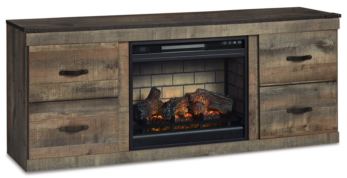Trinell Brown TV Stand with Electric Fireplace by Ashley at Eve Furniture