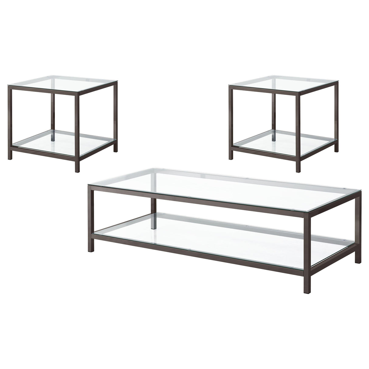 Trini Black Nickel 3-Piece Coffee and End Table Set by Coaster at Eve Furniture