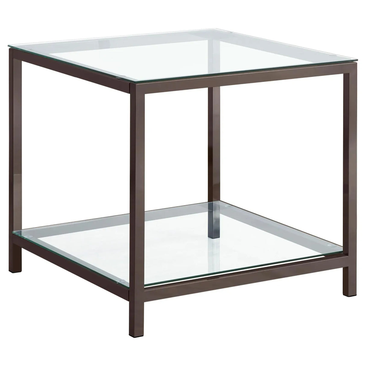 Trini Black Nickel End Table with Glass Shelf by Coaster at Eve Furniture